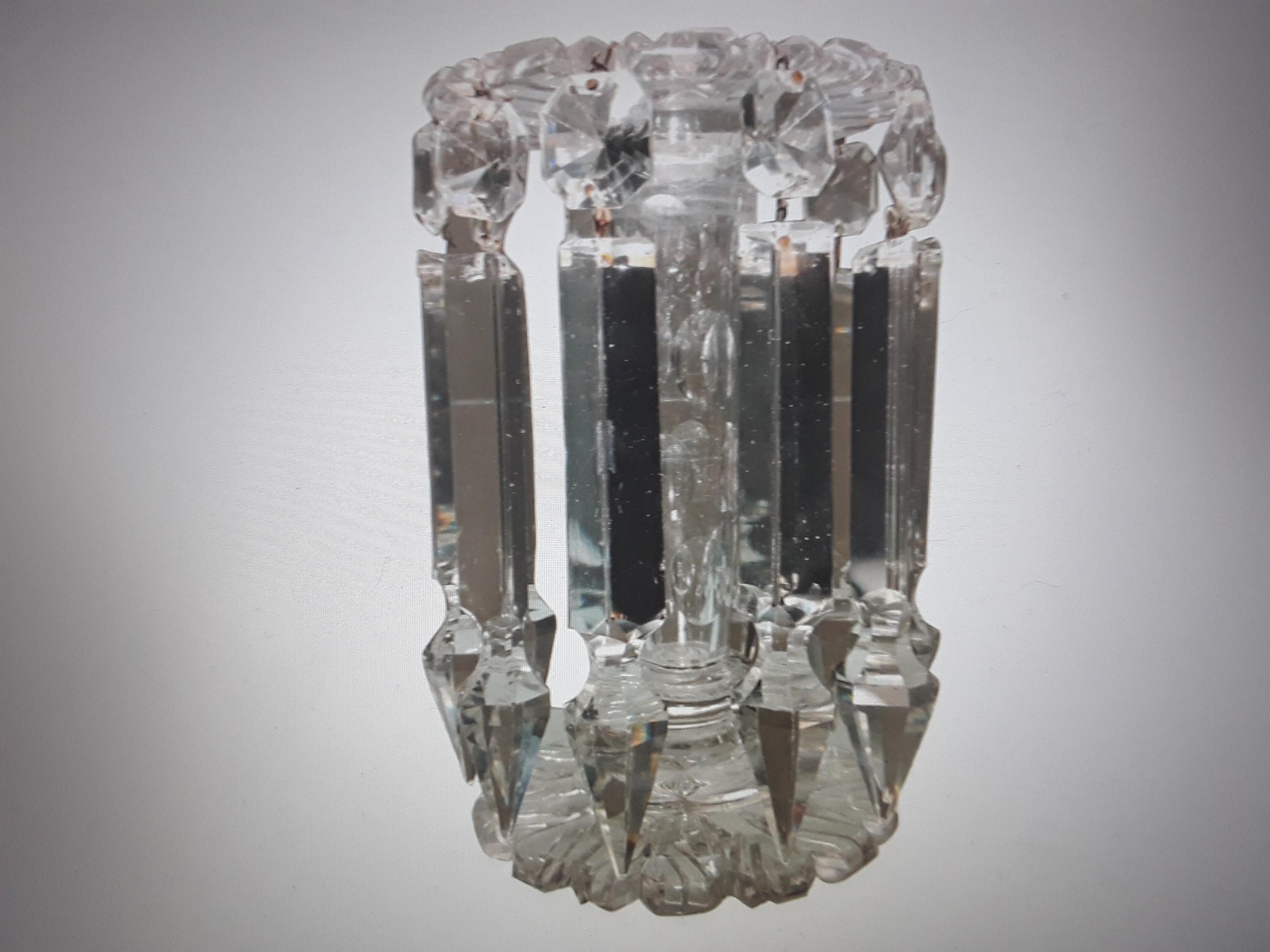 Early 19thc Georgian Cut Crystal Candle Holder/ Luster/ Girandole For Sale 8