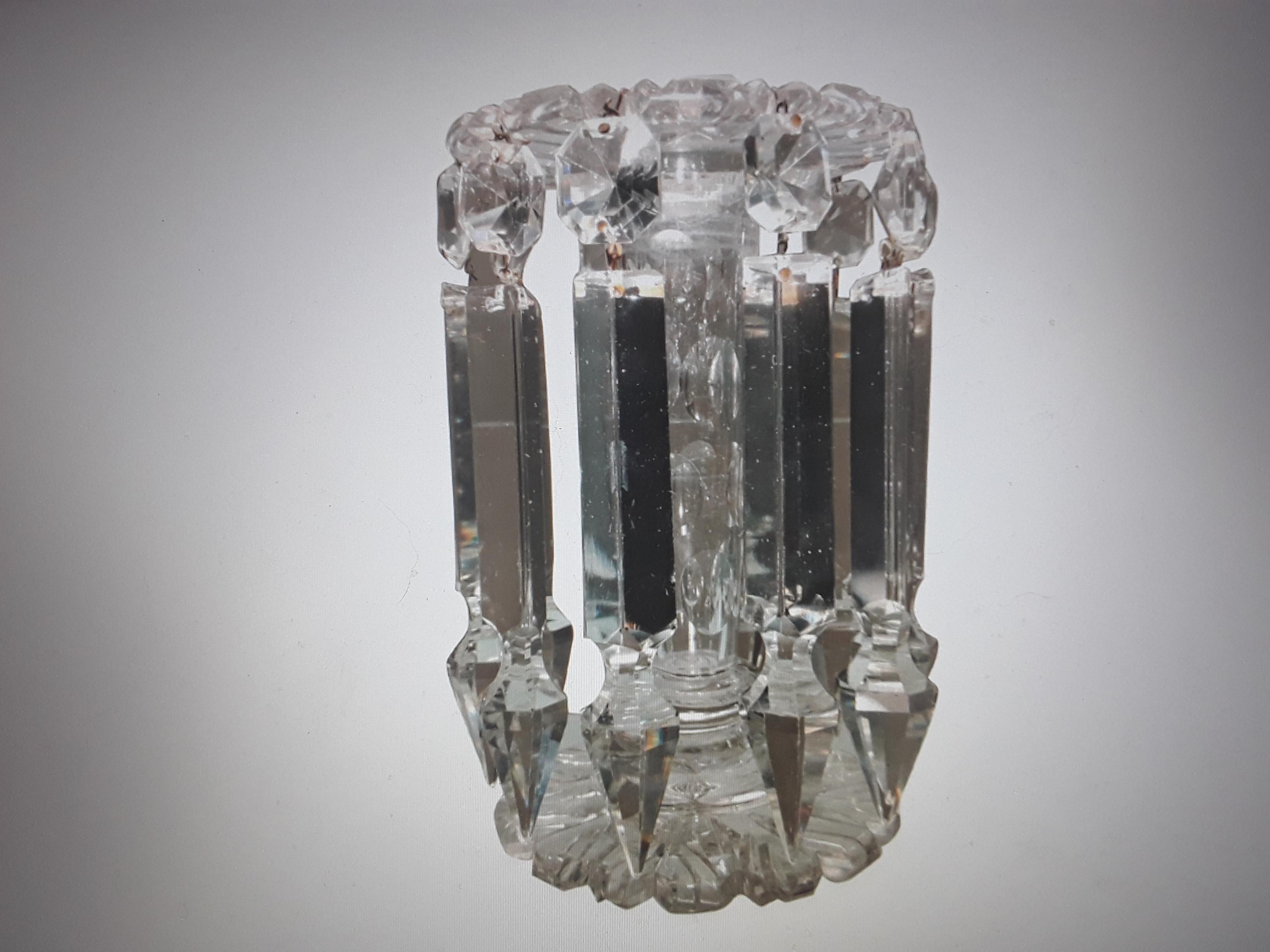 Early 19thc Georgian Cut Crystal Candle Holder/ Luster/ Girandole For Sale 9