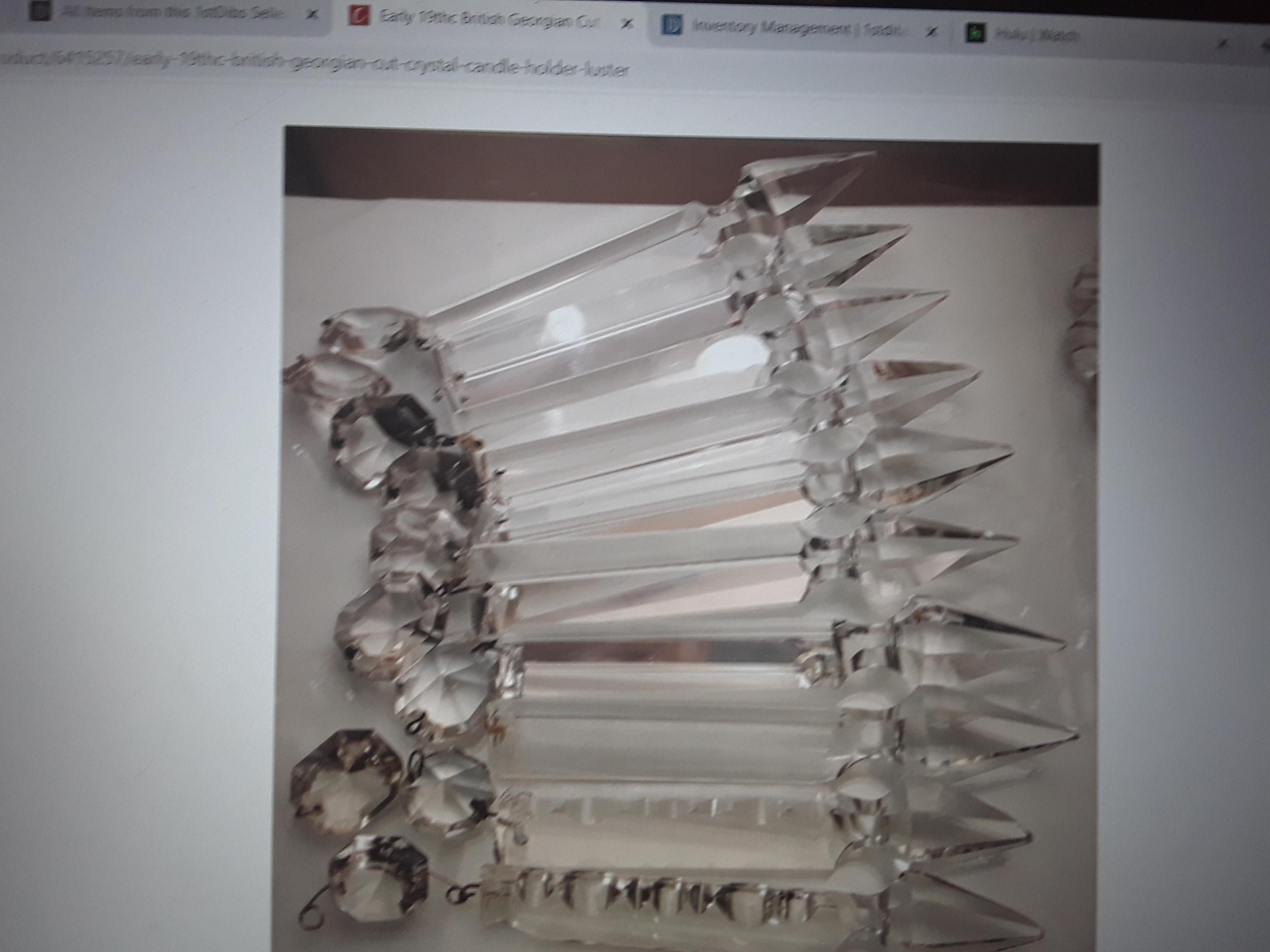 Early 19thc Georgian Cut Crystal Candle Holder/ Luster/ Girandole In Good Condition For Sale In Opa Locka, FL