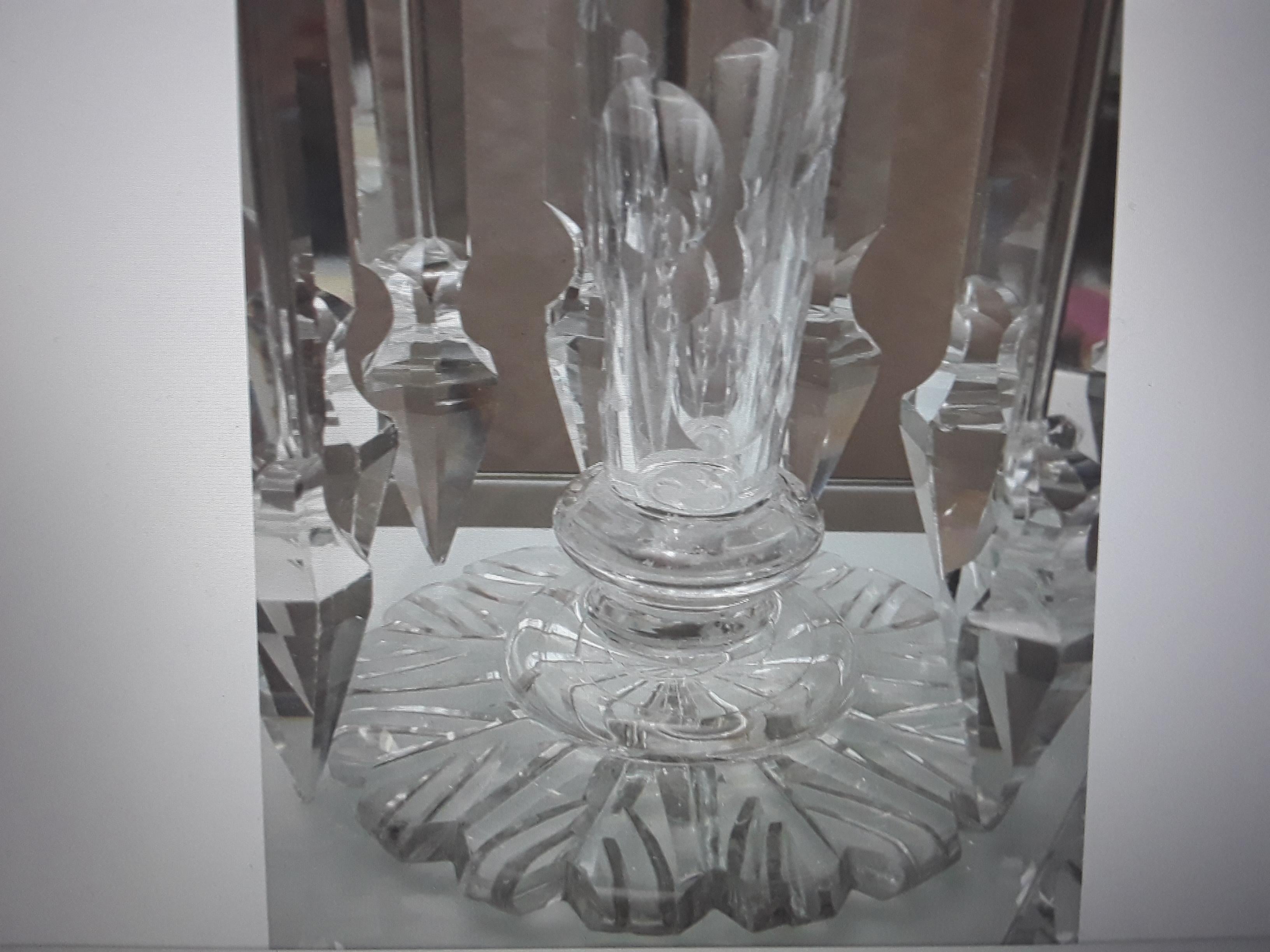 Early 19thc Georgian Cut Crystal Candle Holder/ Luster/ Girandole For Sale 3