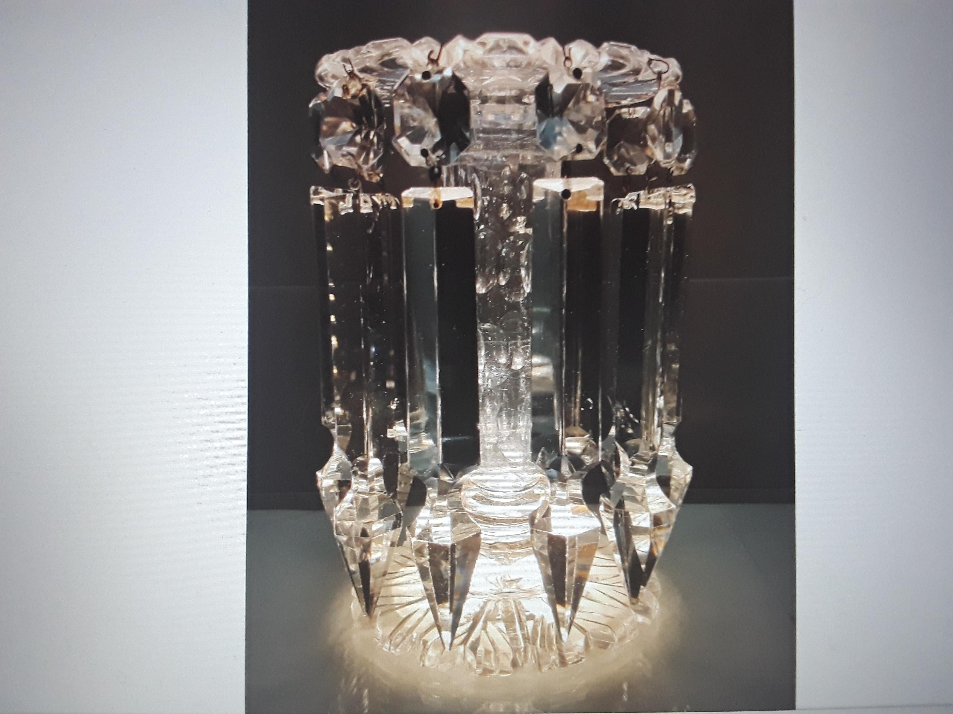 Early 19thc Georgian Cut Crystal Candle Holder/ Luster/ Girandole For Sale 4