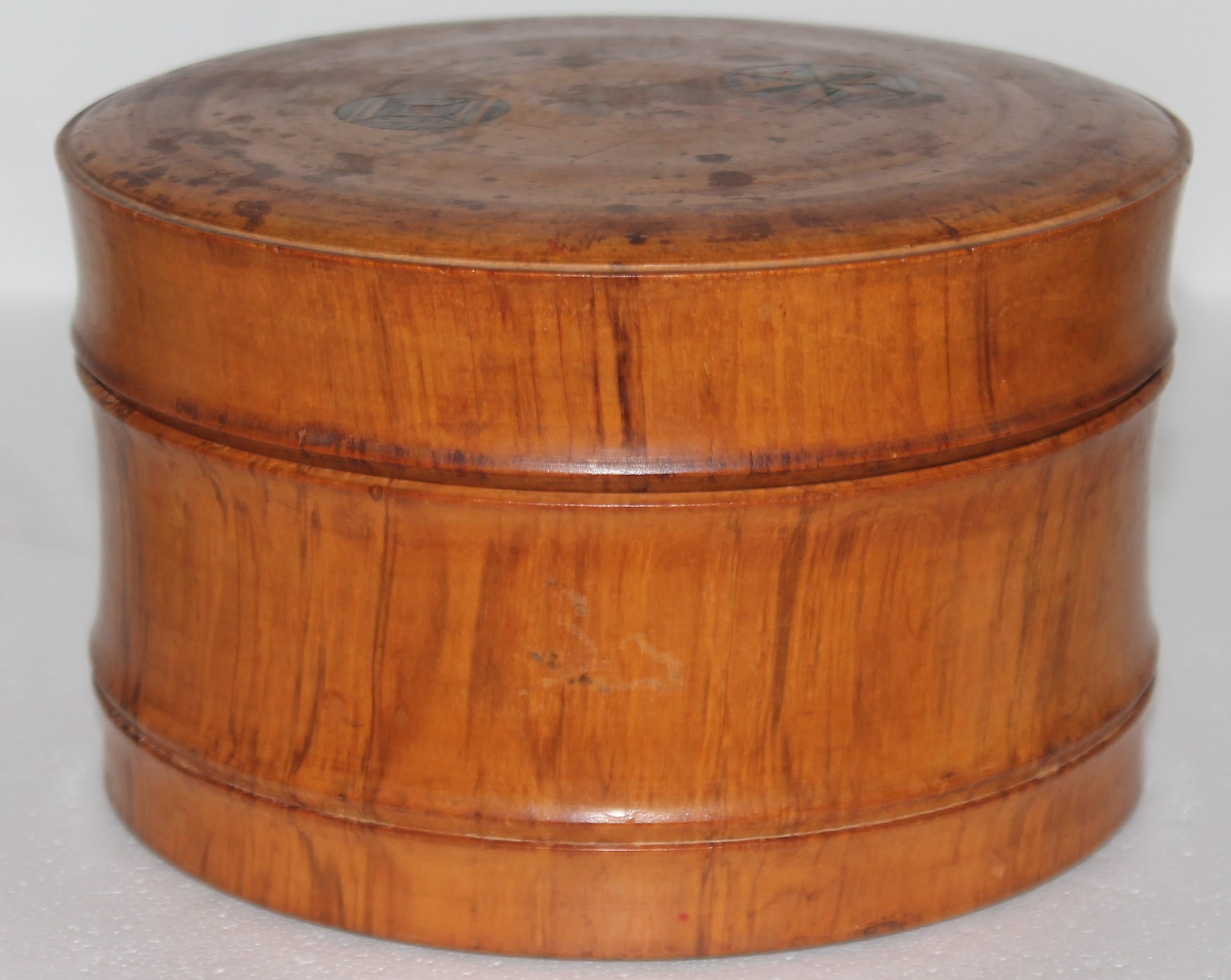 Country Early 19Thc Hand Carved Wood Canister For Sale