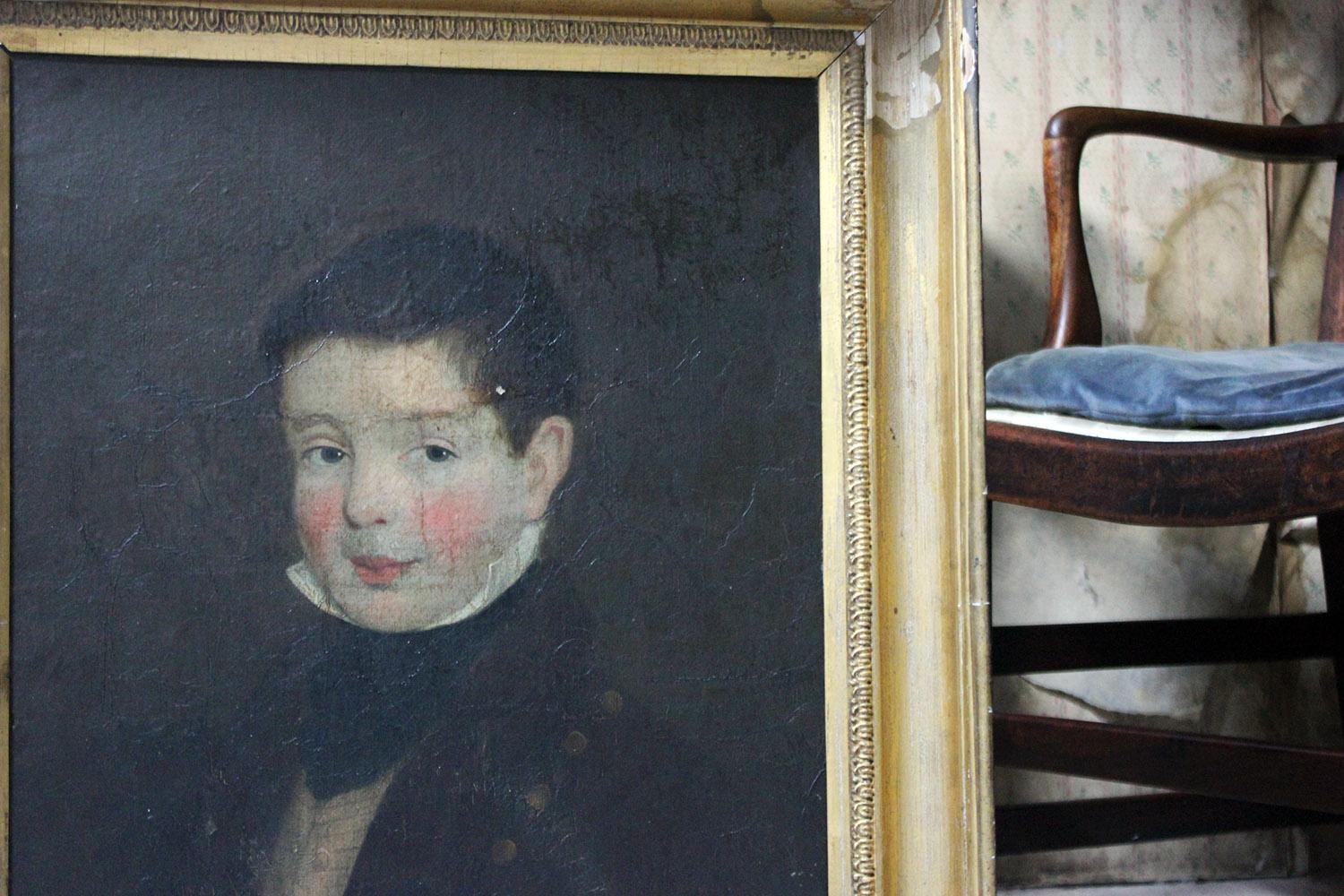 Regency Early 19th Century Irish School Oil on Board of a Young Boy, circa 1810-1825