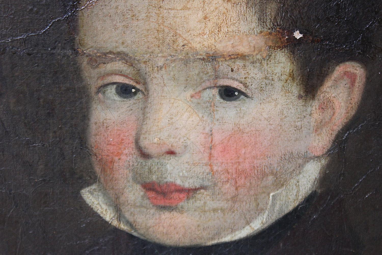 Early 19th Century Irish School Oil on Board of a Young Boy, circa 1810-1825 In Fair Condition In Bedford, Bedfordshire