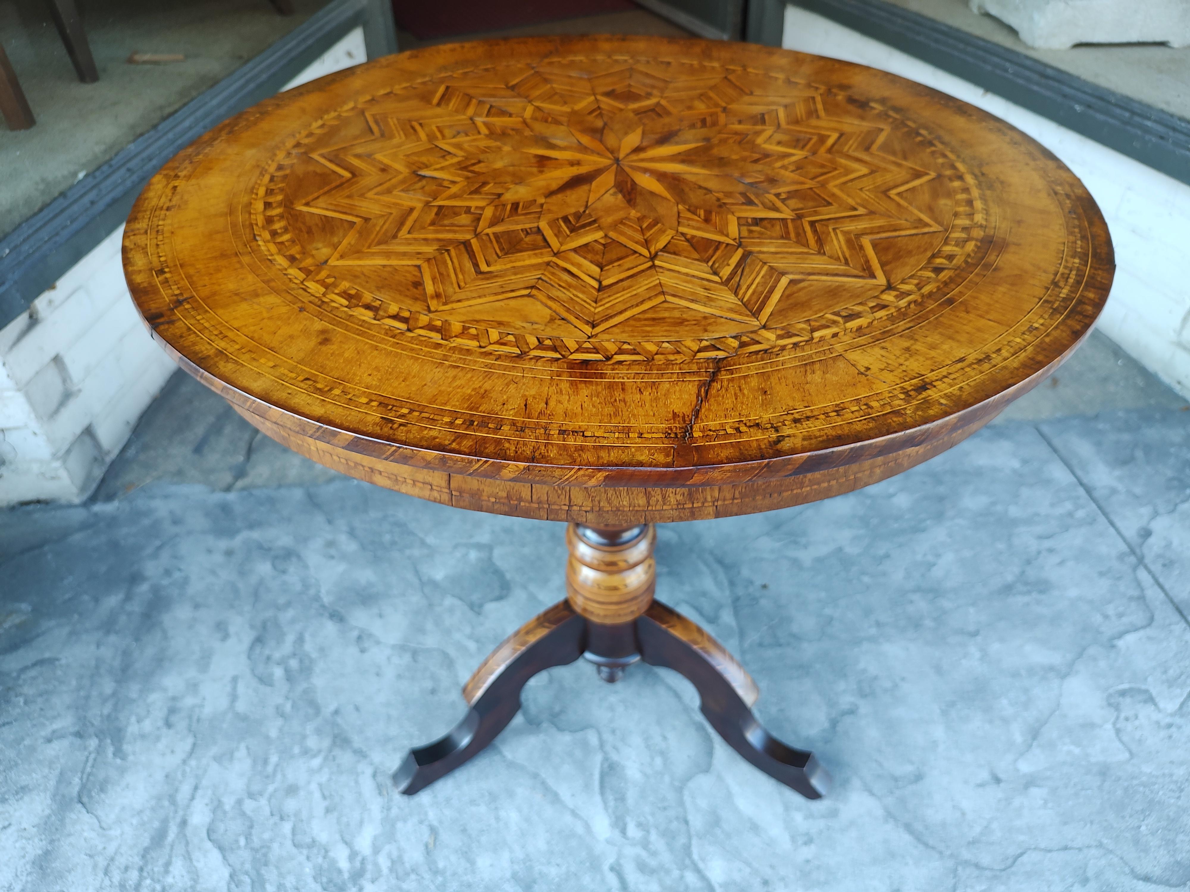 Early 19thc Italian Sorrento Table with Inlaid Marquetry   7