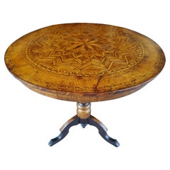 Early 19thc Italian Sorrento Table with Inlaid Marquetry  