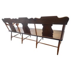 Early 19thC Lancaster County Pa. Pine Bench w Plank Seat