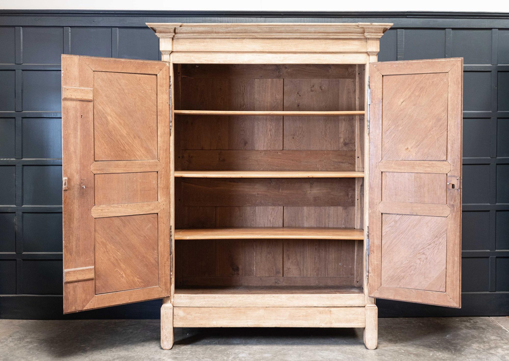 Early 19thC Large Bleached Oak French Armoire In Good Condition In Staffordshire, GB