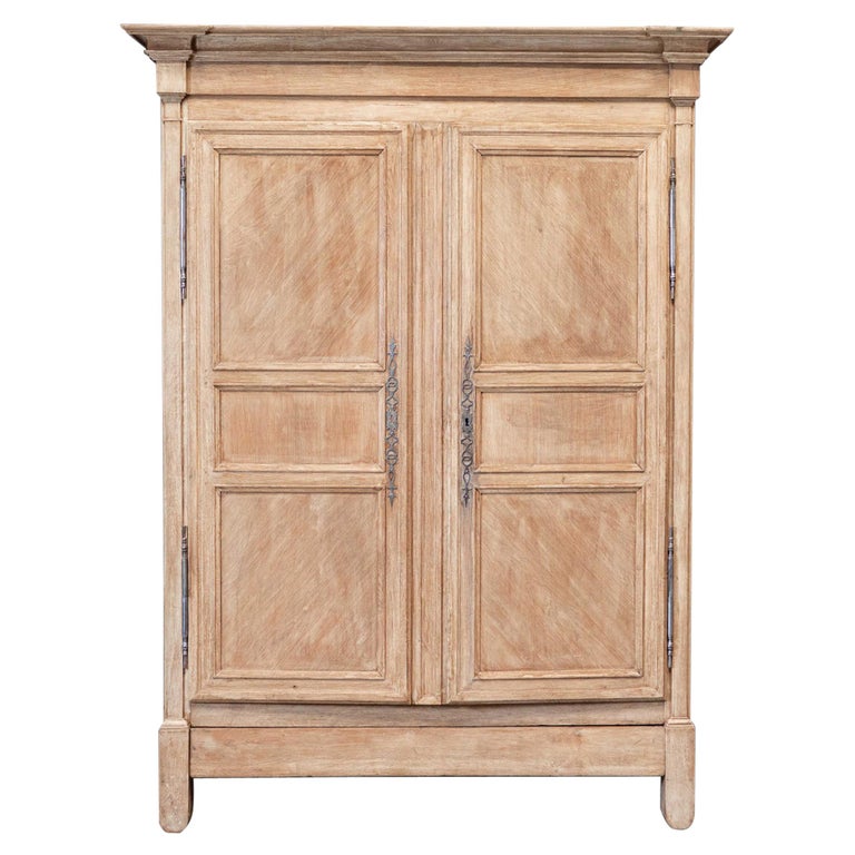 Early 19thC Large Bleached Oak French Armoire at 1stDibs