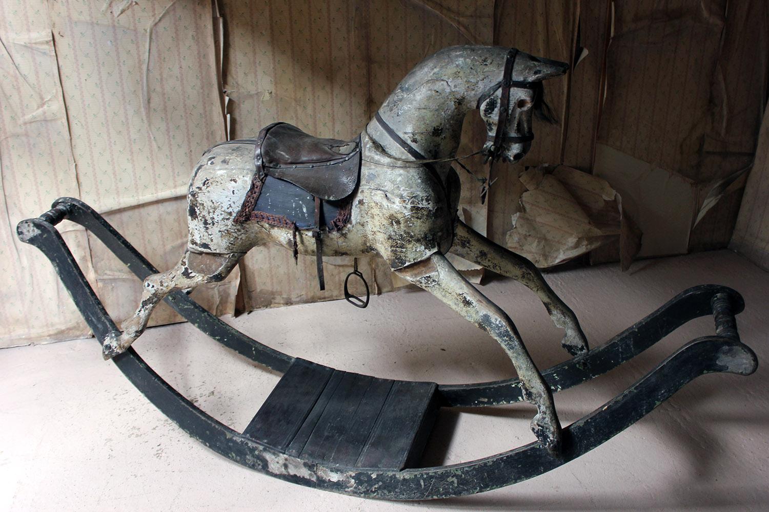 Early 19th Century Large Dappled Grey Bow Rocking Horse, circa 1820-1830 6