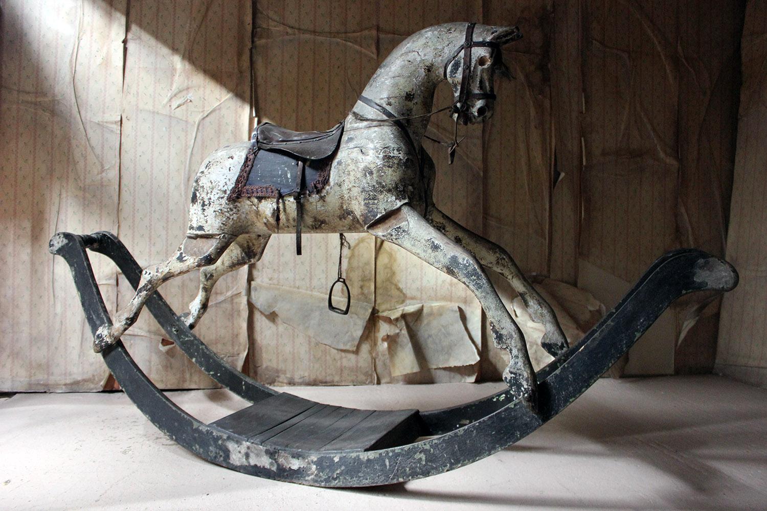 Early 19th Century Large Dappled Grey Bow Rocking Horse, circa 1820-1830 10