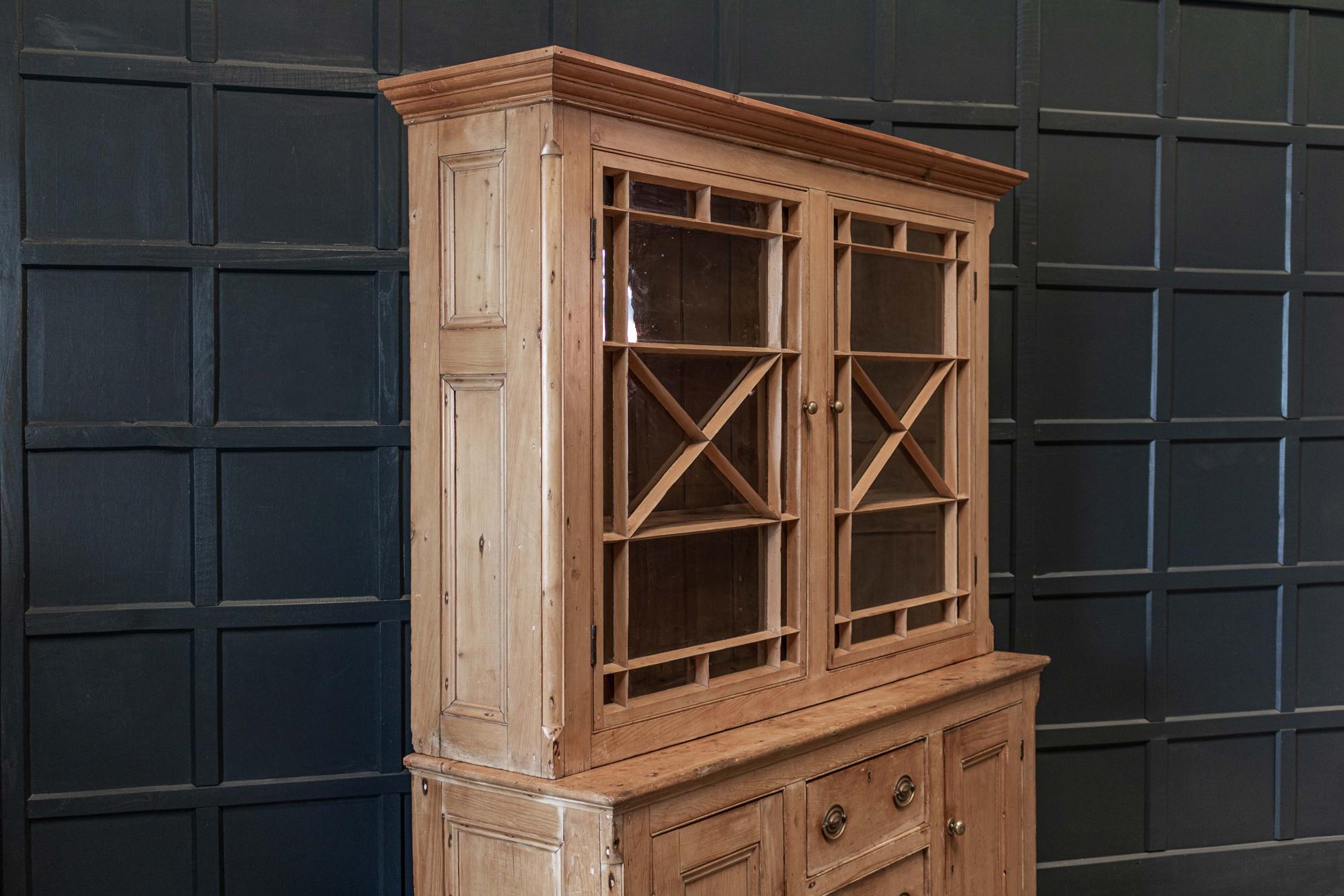 Early 19th C Large English Pine Astral Glazed Cabinet 6