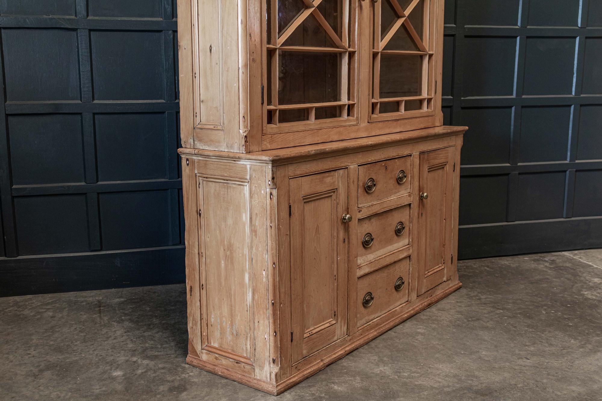 Early 19th C Large English Pine Astral Glazed Cabinet 7