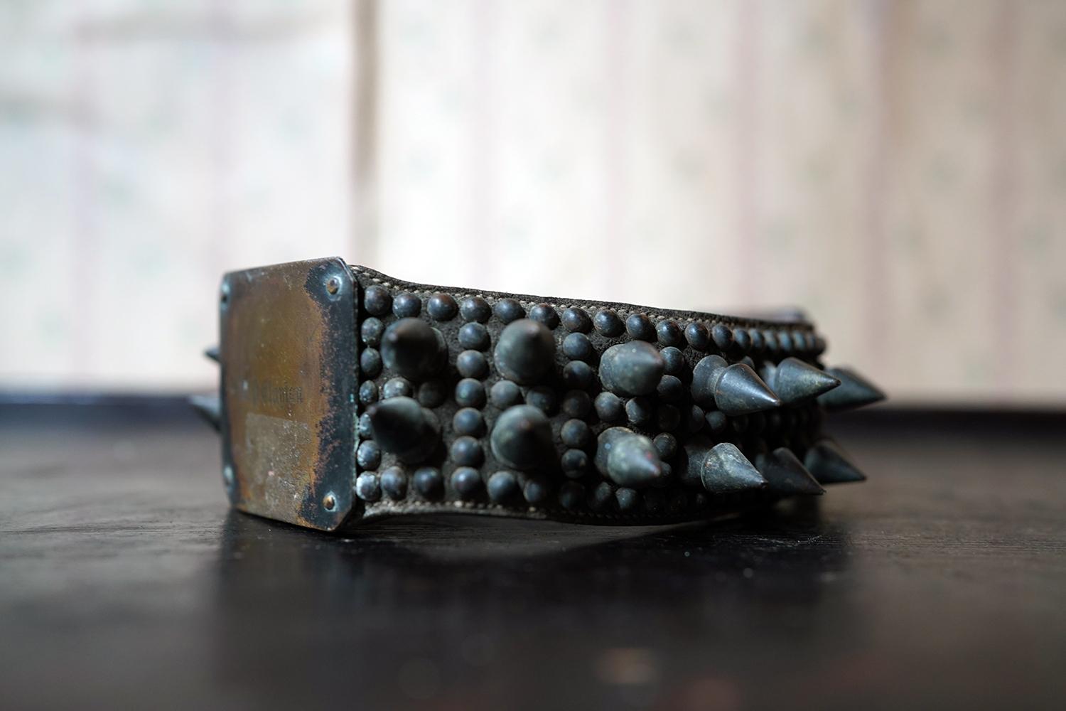 Early 19thC Leather & Bronze Studded Dog Collar Edward P. Clanton For Sale 10