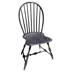 Early 19thc Original Black Painted Balloon Back Windsor Chair