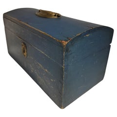 Pintura azul original de principios del siglo XIX  Mini -Caja superior domo