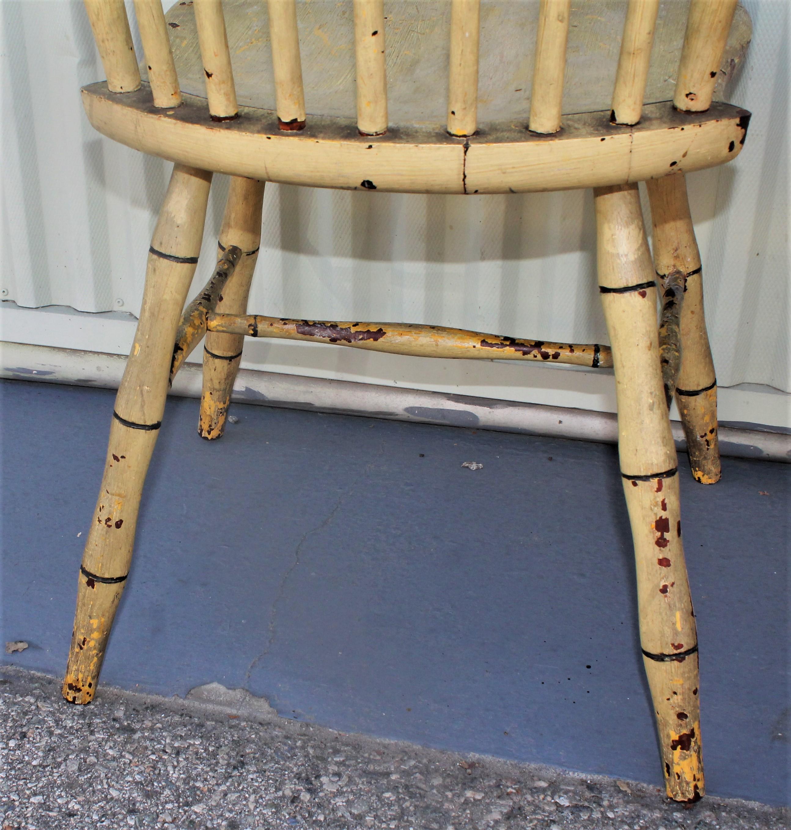 Early 19th Century Original Mustard Painted Step Down Windsor Chairs 2