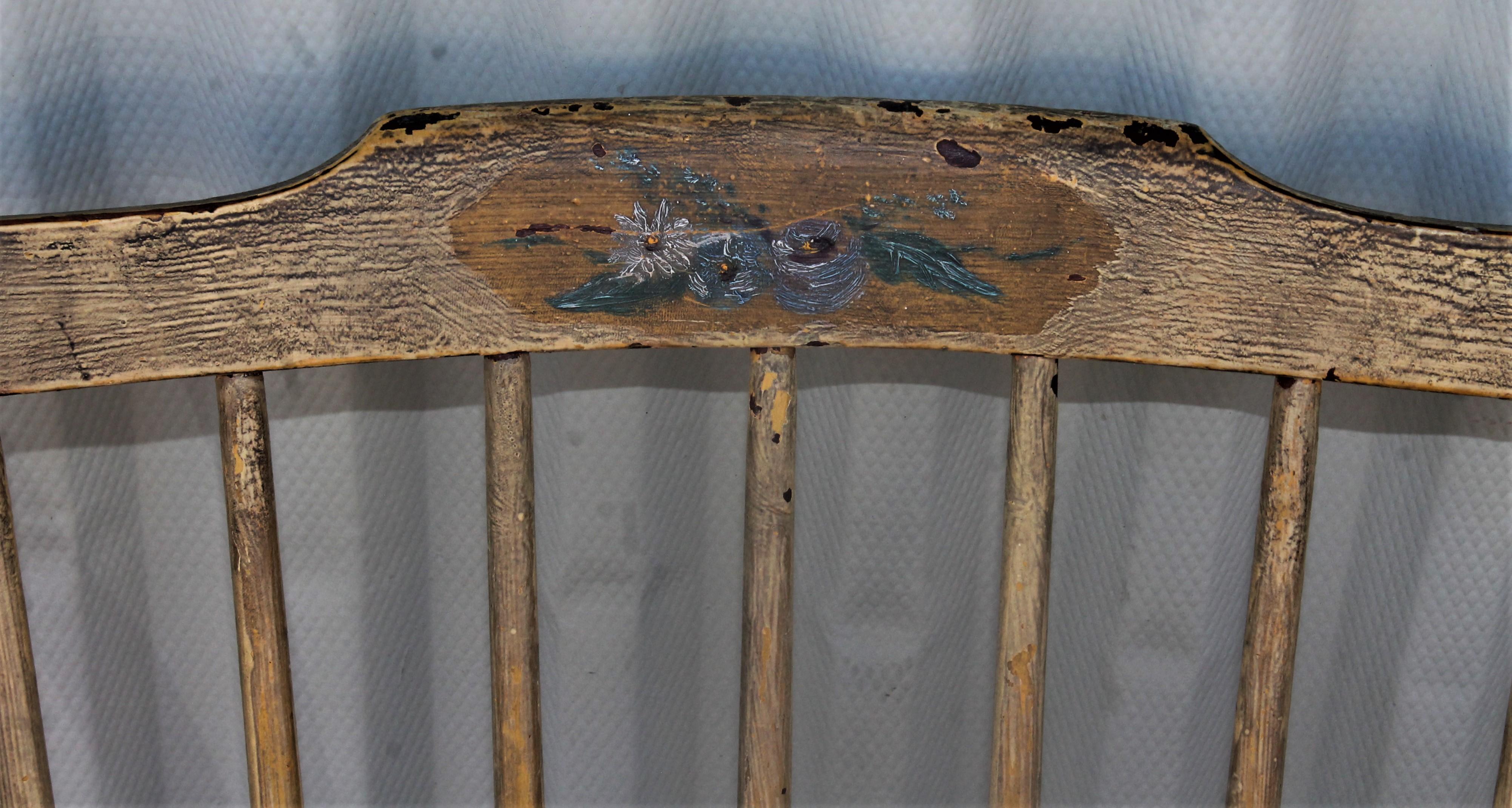 Early 19th Century Original Mustard Painted Step Down Windsor Chairs 7