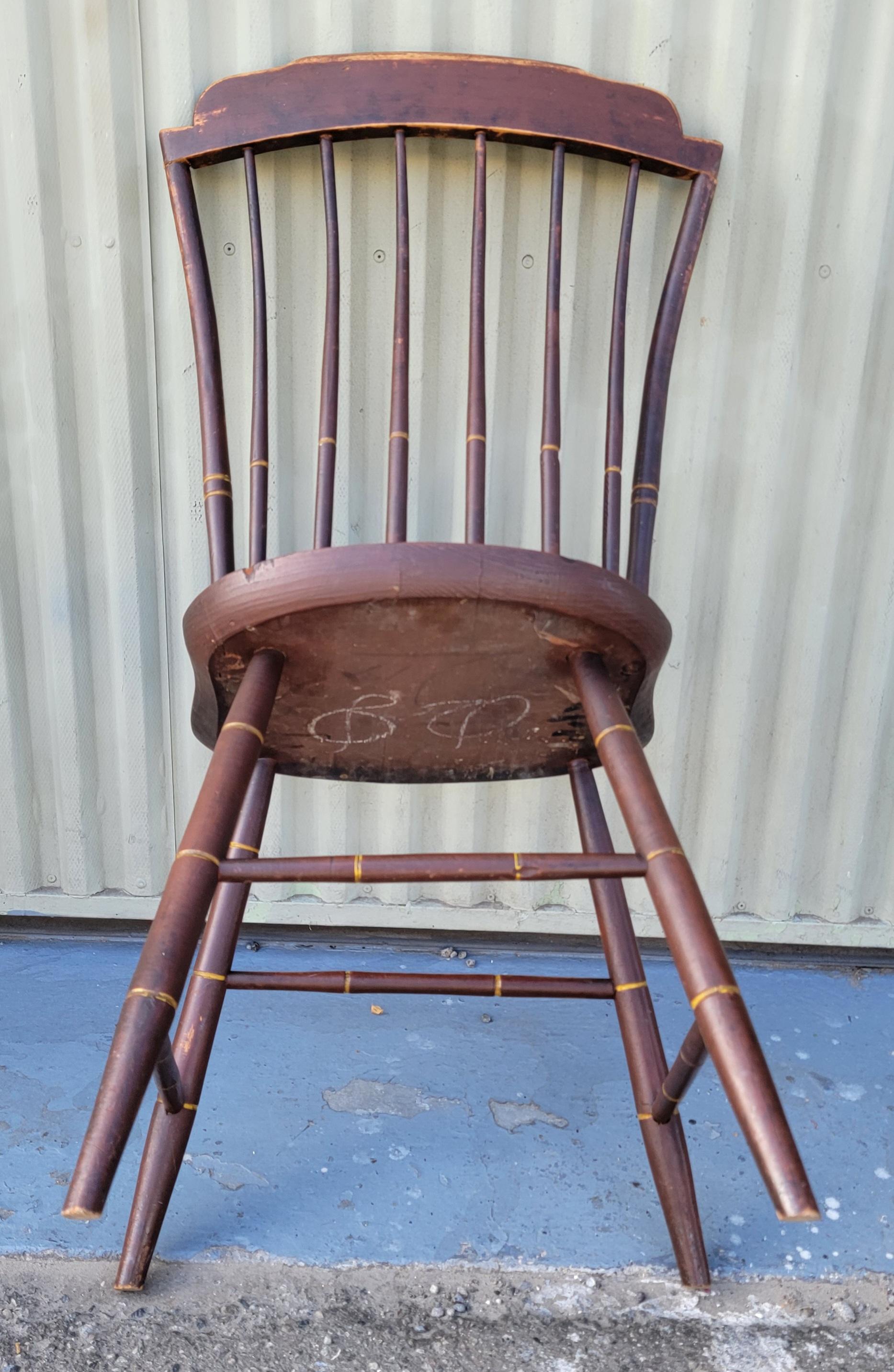 American Early 19Thc Original Paint Decorated Windsor Chairs For Sale