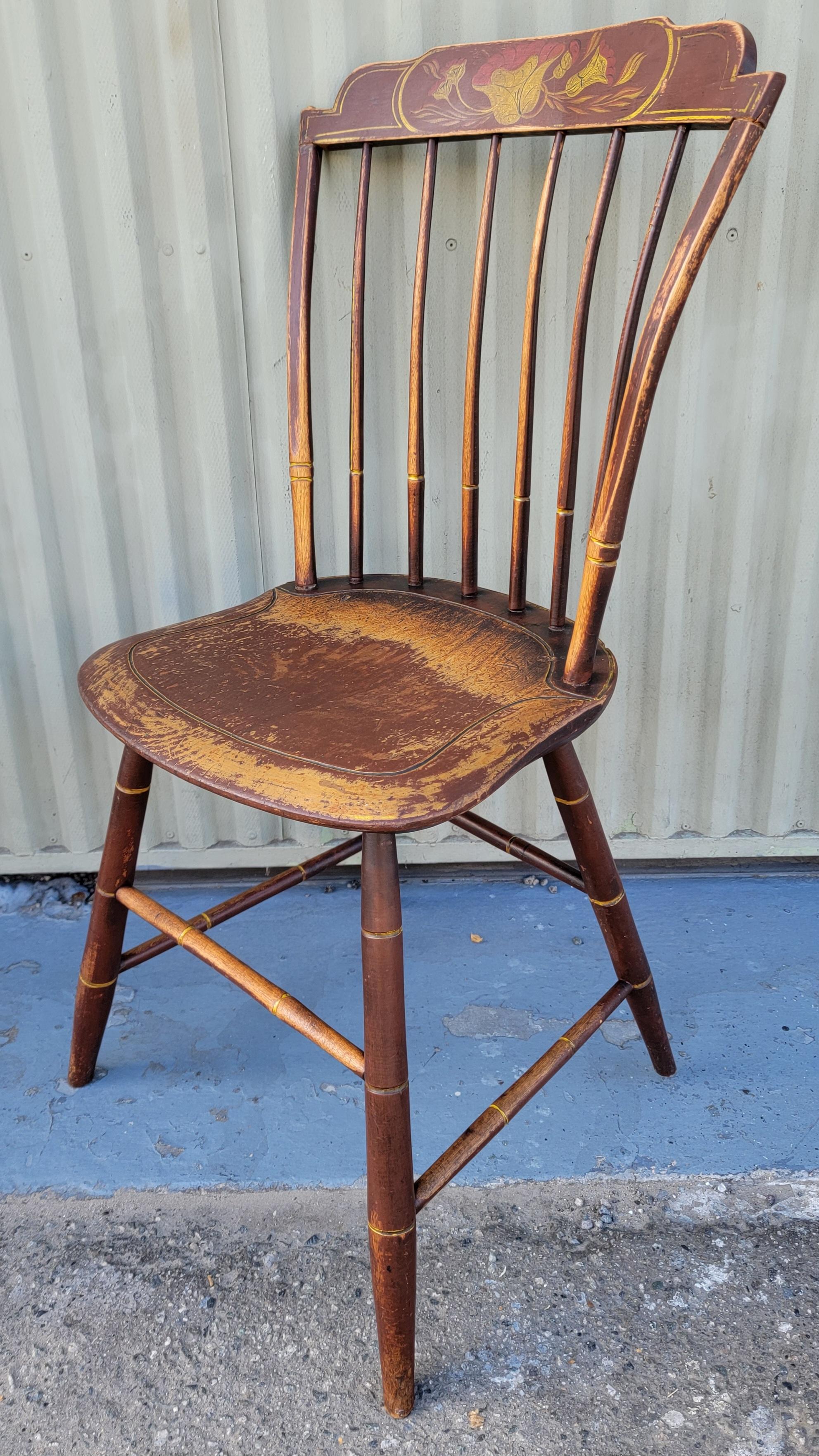 Wood Early 19Thc Original Paint Decorated Windsor Chairs For Sale