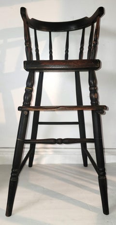 Early 19Thc Original Painted  Child's  Height Chair From New England