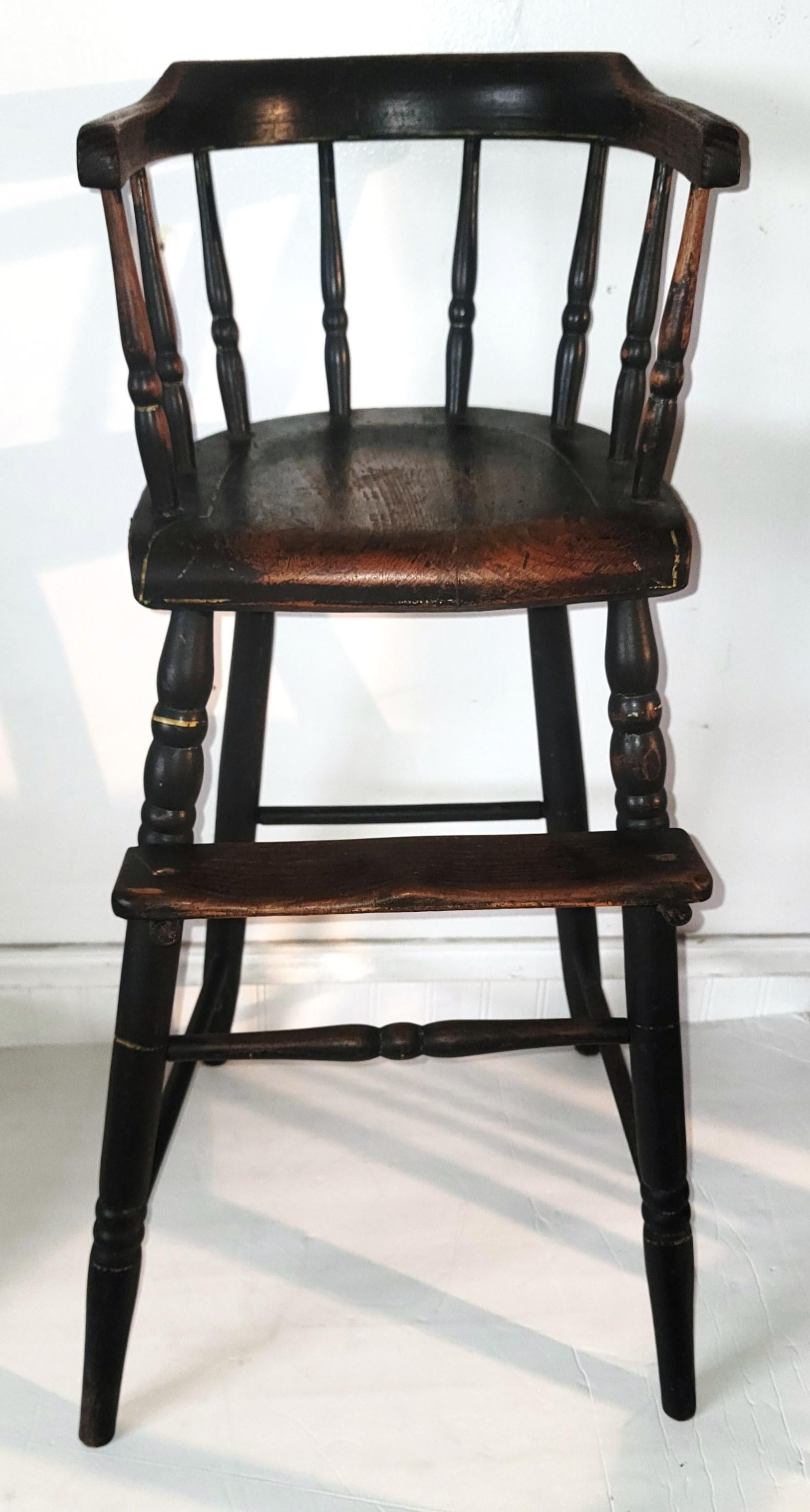 Adirondack Early 19Thc Original Painted  Child's  Height Chair From New England  For Sale
