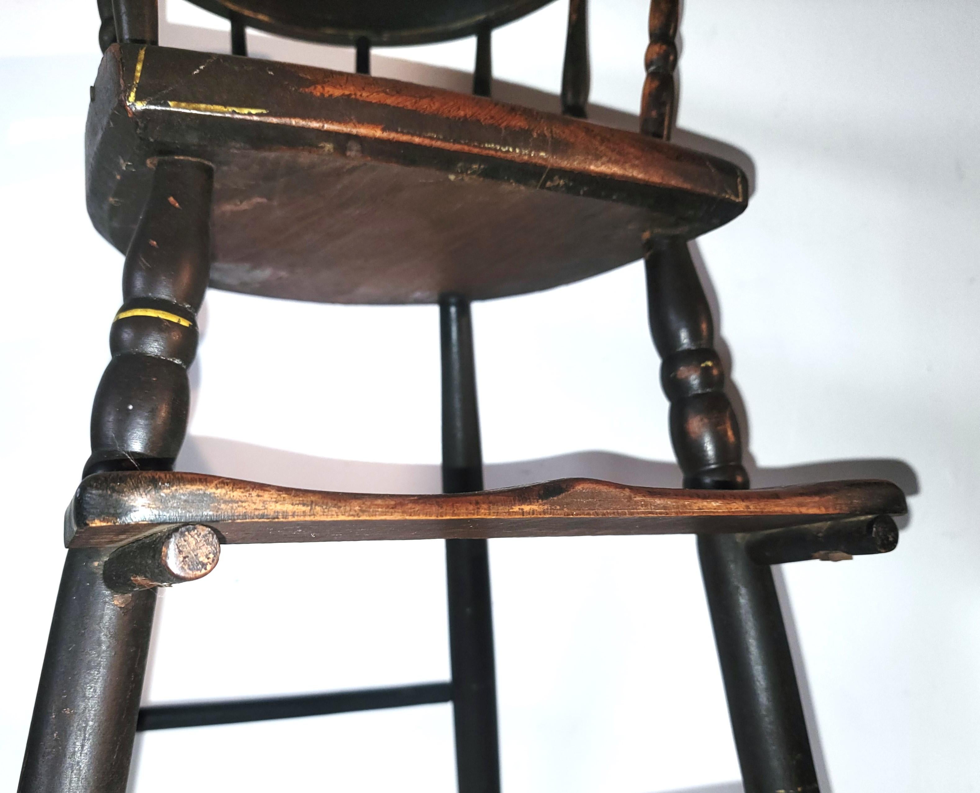 American Early 19Thc Original Painted  Child's  Height Chair From New England  For Sale