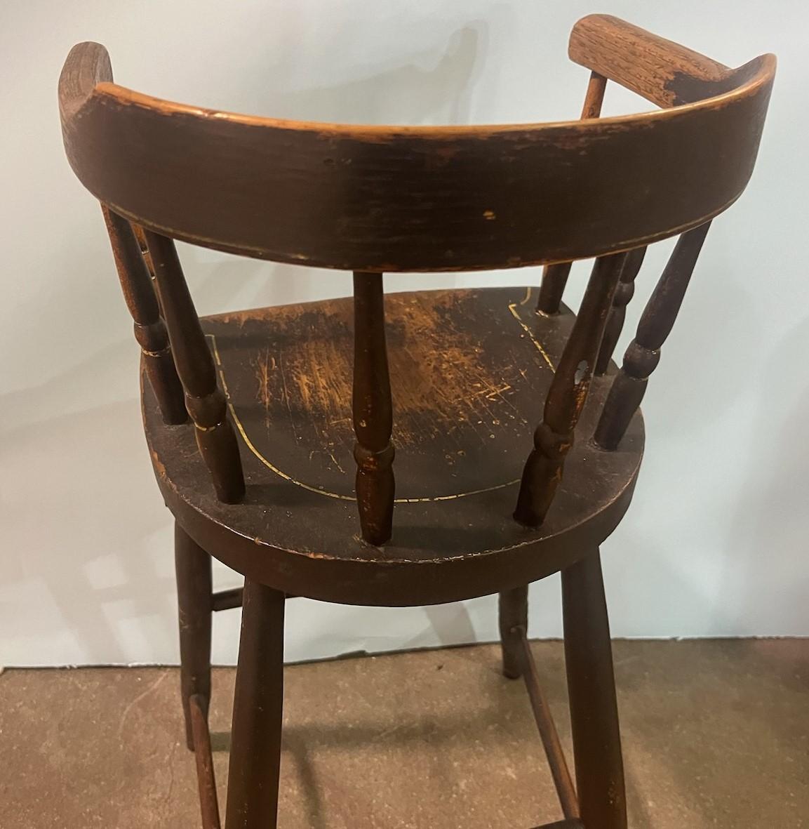 Early 19Thc Original Painted  Child's  Height Chair From New England  For Sale 1
