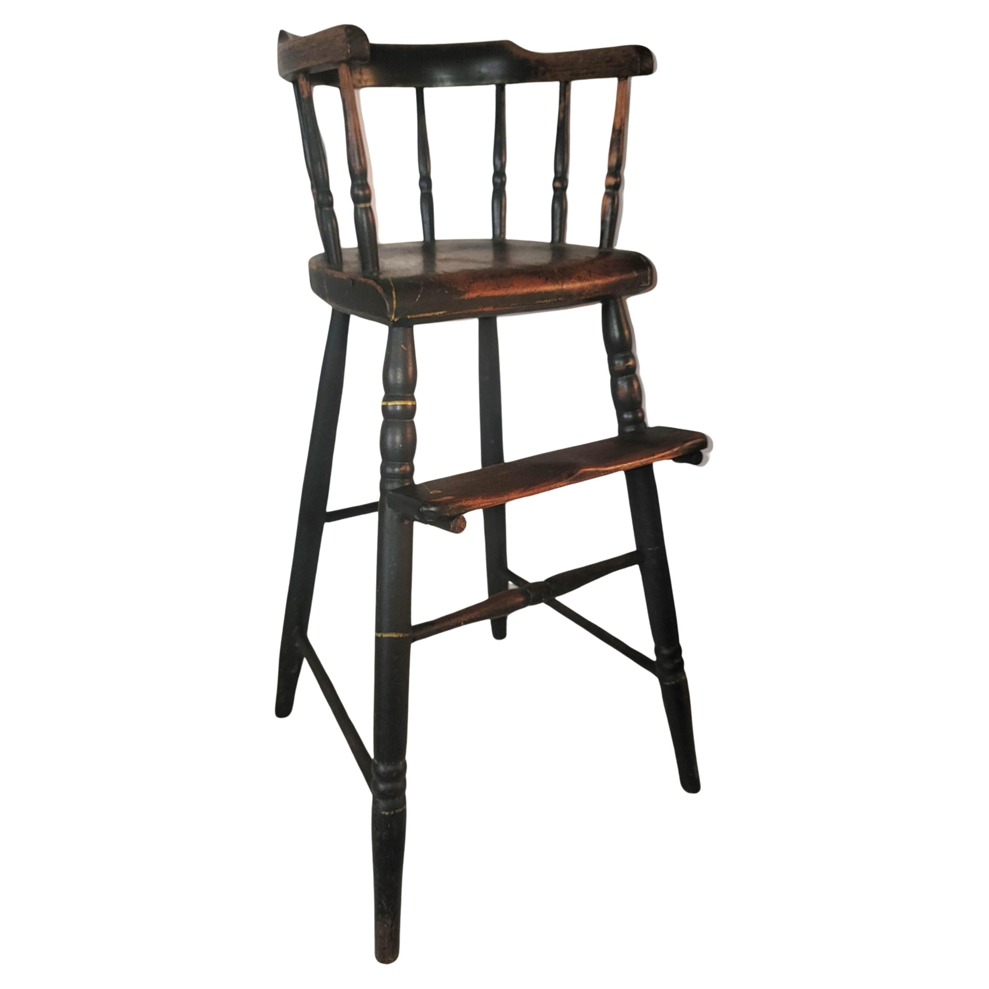 Early 19Thc Original Painted  Child's  Height Chair From New England  For Sale