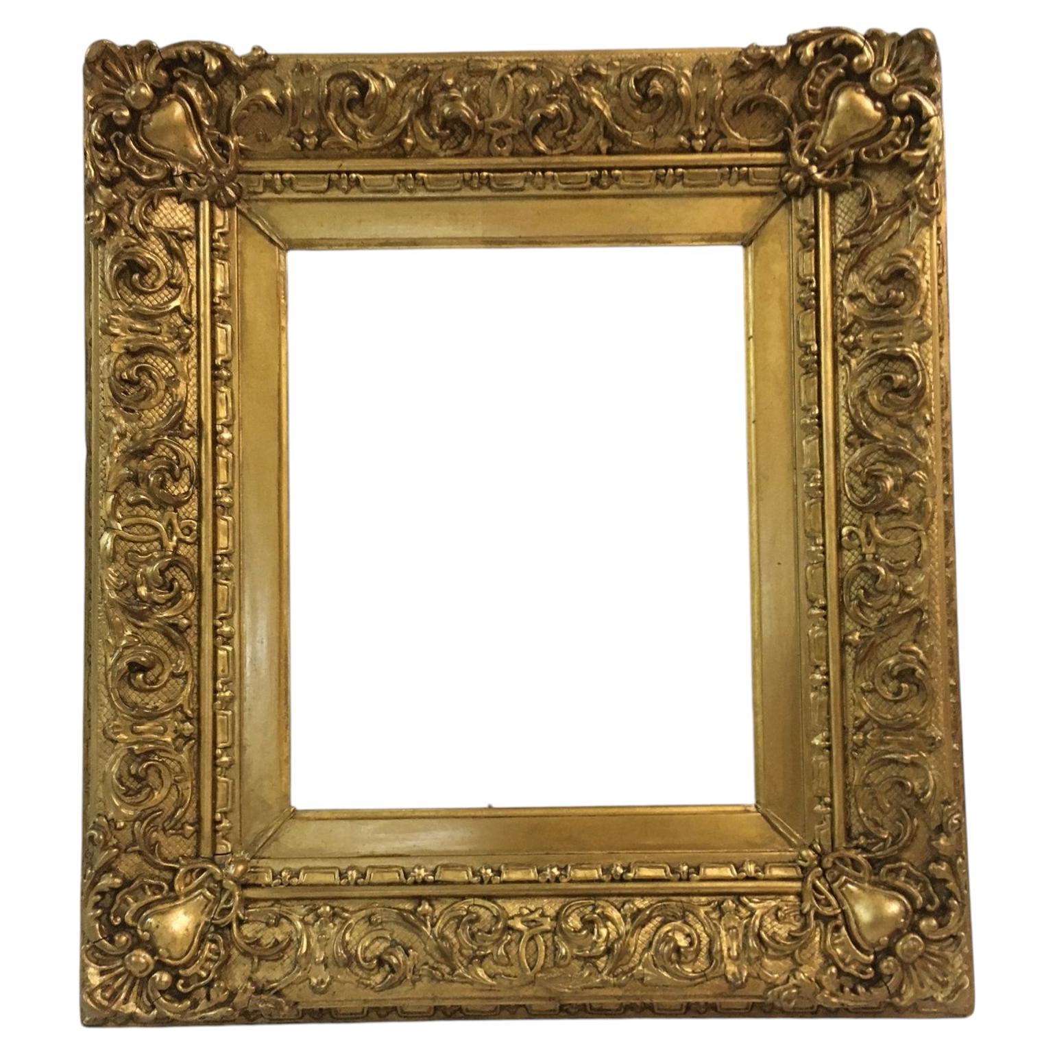 Petit cadre baroque en bois doré français du début du 19e siècle