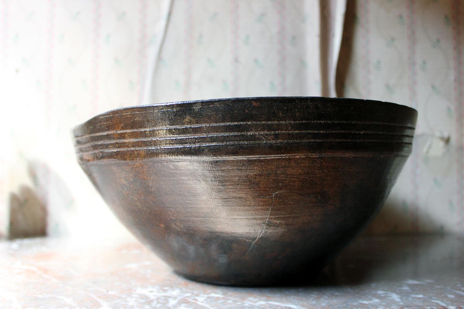 Early 19th Century Repaired Beechwood Bowl, circa 1830-1840 7