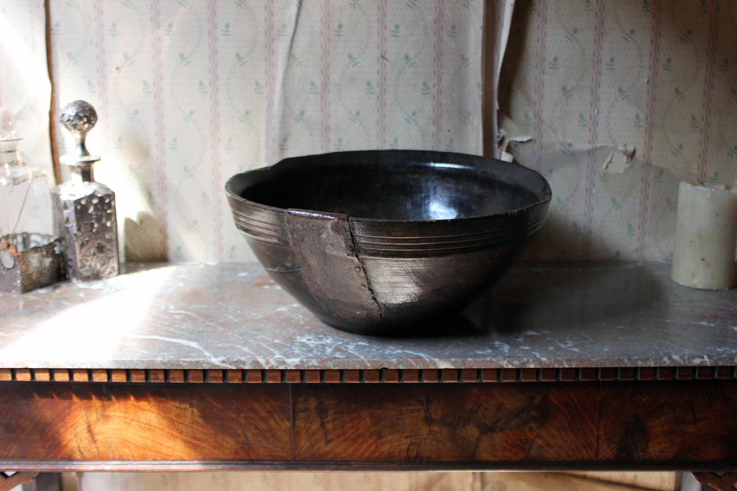 Early 19th Century Repaired Beechwood Bowl, circa 1830-1840 13