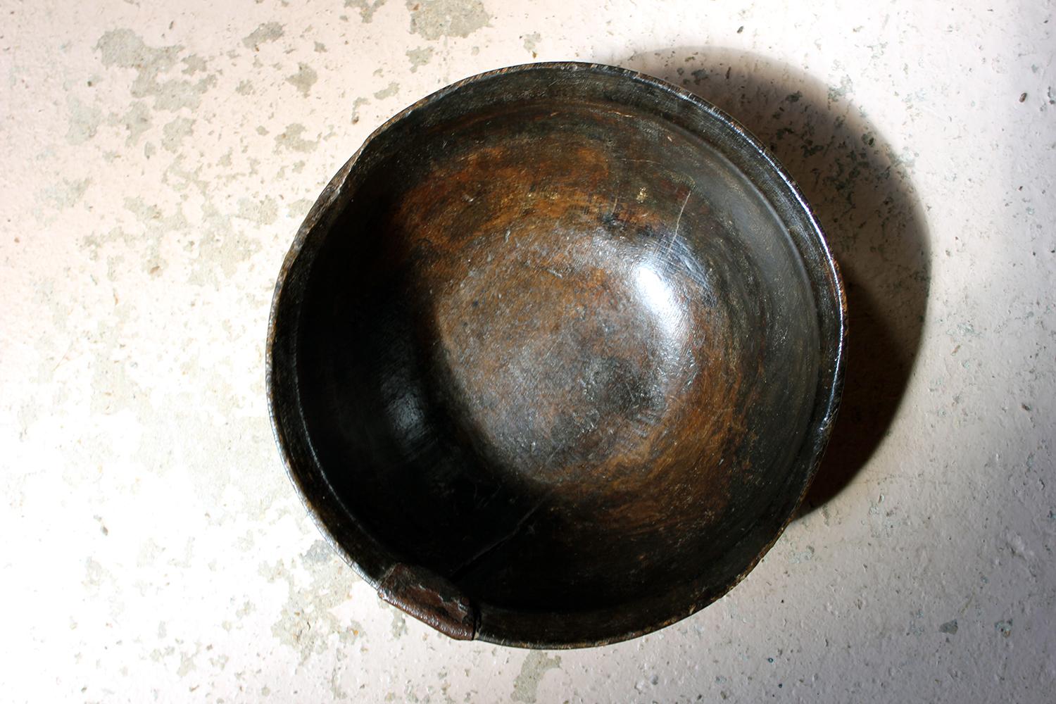 Early 19th Century Repaired Beechwood Bowl, circa 1830-1840 2