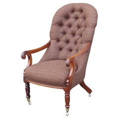 Early 19thC Rosewood Button Back Upholstered Armchair
