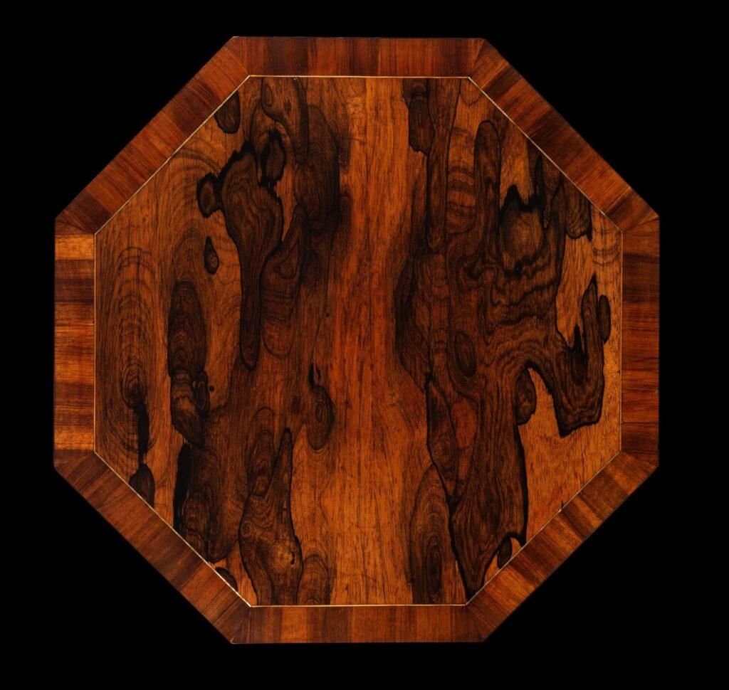 English Early 19thC Rosewood Octagonal Tilt-Top Table
