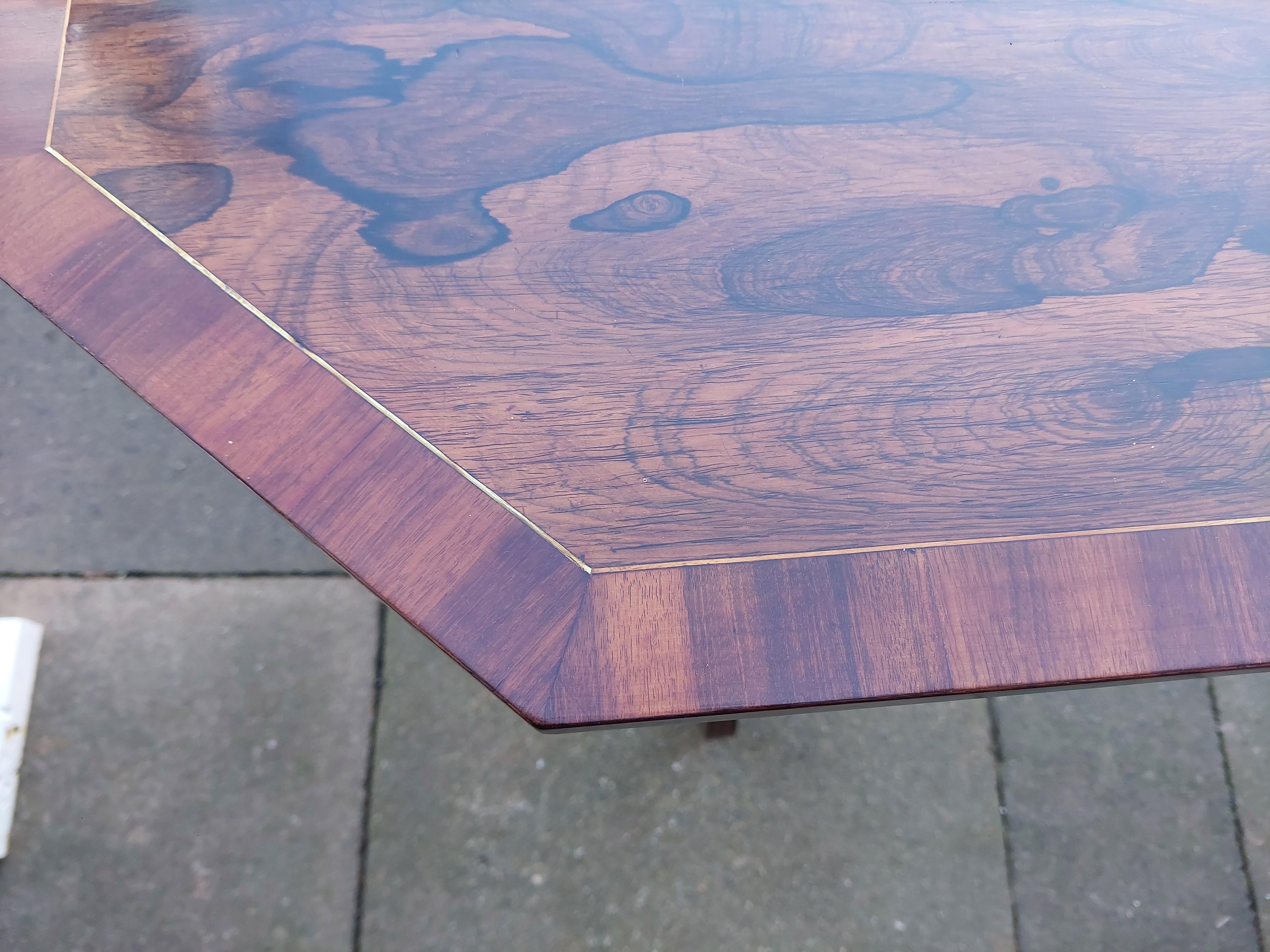 Brass Early 19thC Rosewood Octagonal Tilt-Top Table