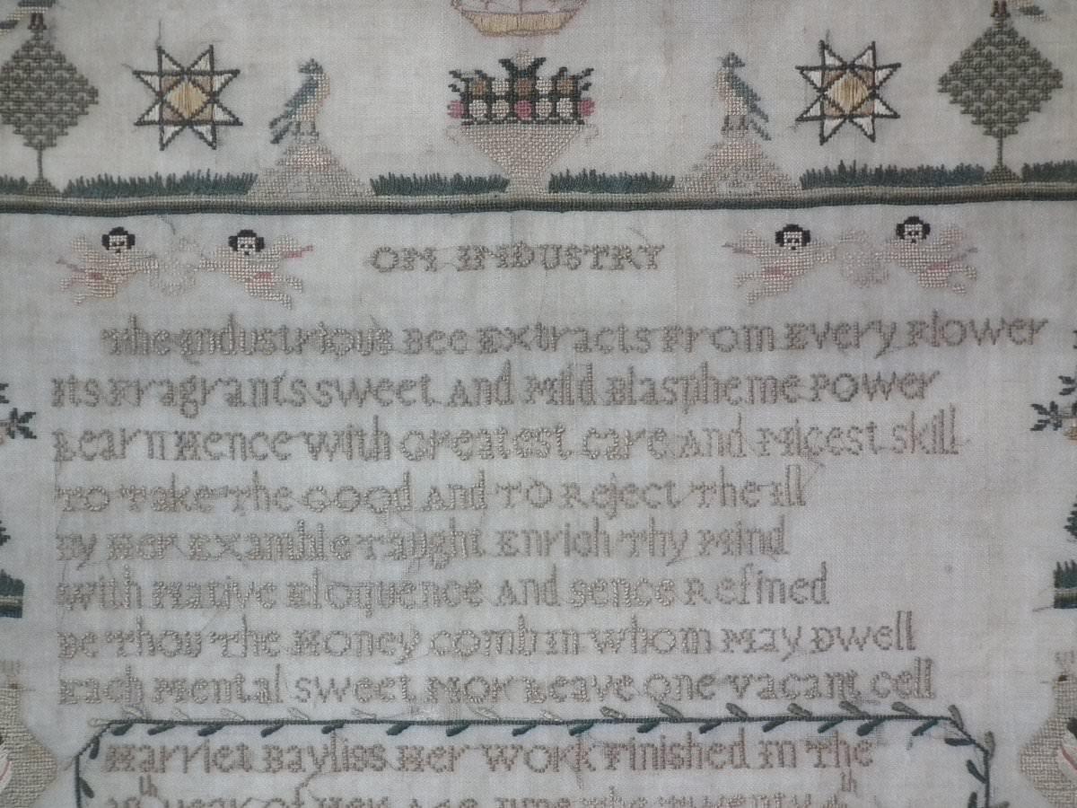 English Early 19th Century Sampler by Harriett Bayliss