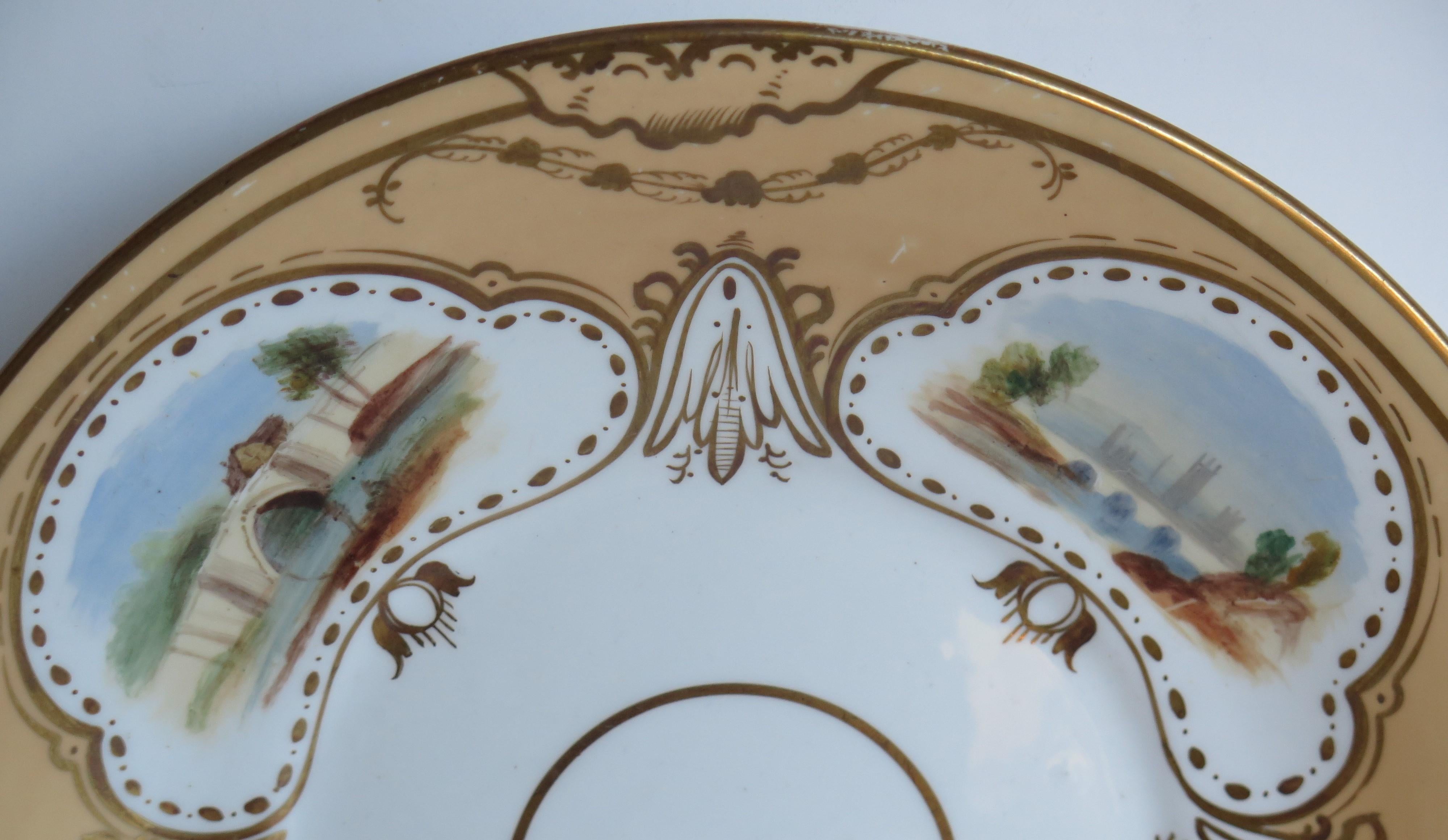 Ensemble de dix assiettes du désert en porcelaine de Rockingham Scènes peintes à la main, Circa 1825 en vente 3