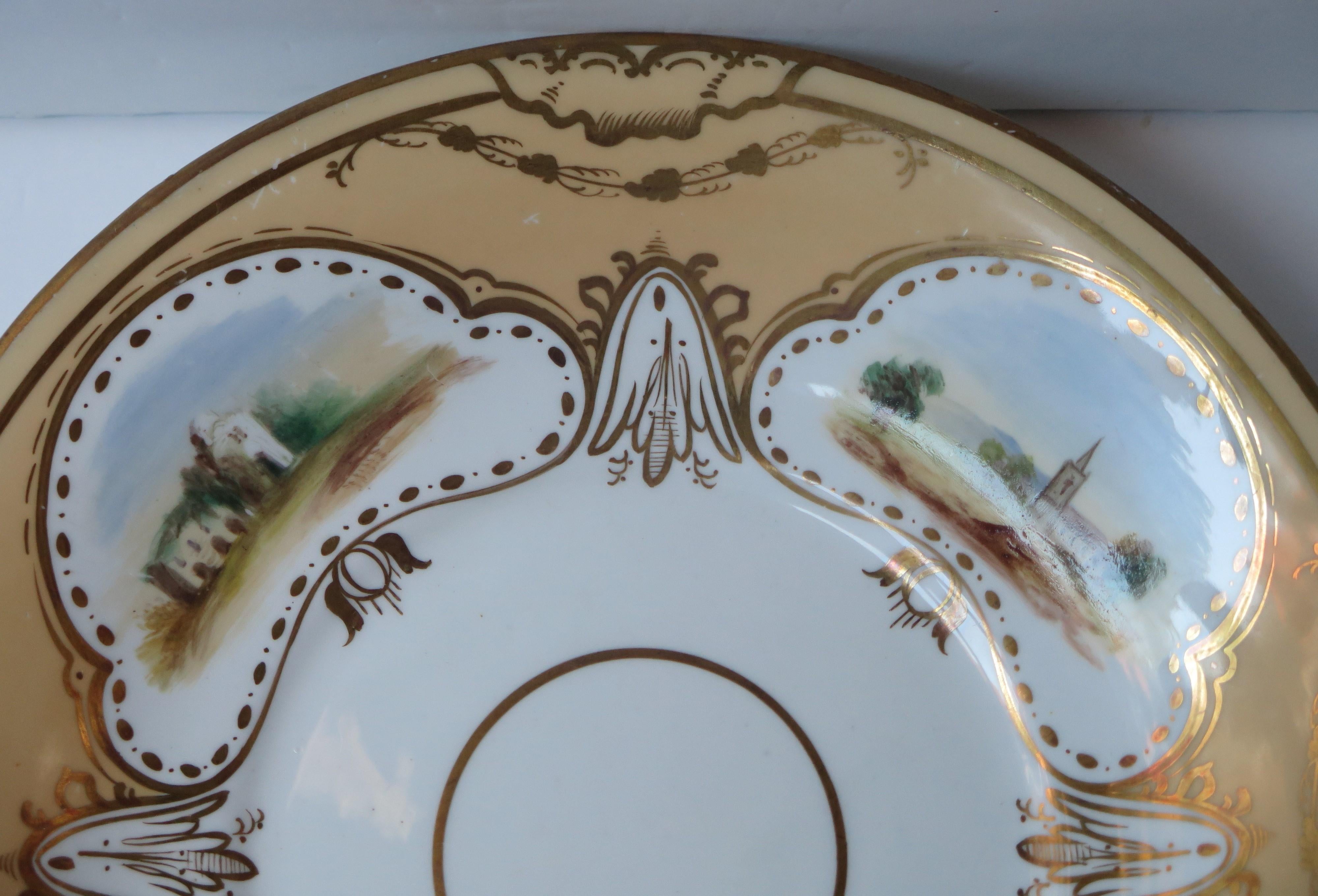 Set of Ten Desert Plates by Rockingham porcelain Hand Painted Scenes, Circa 1825 For Sale 3