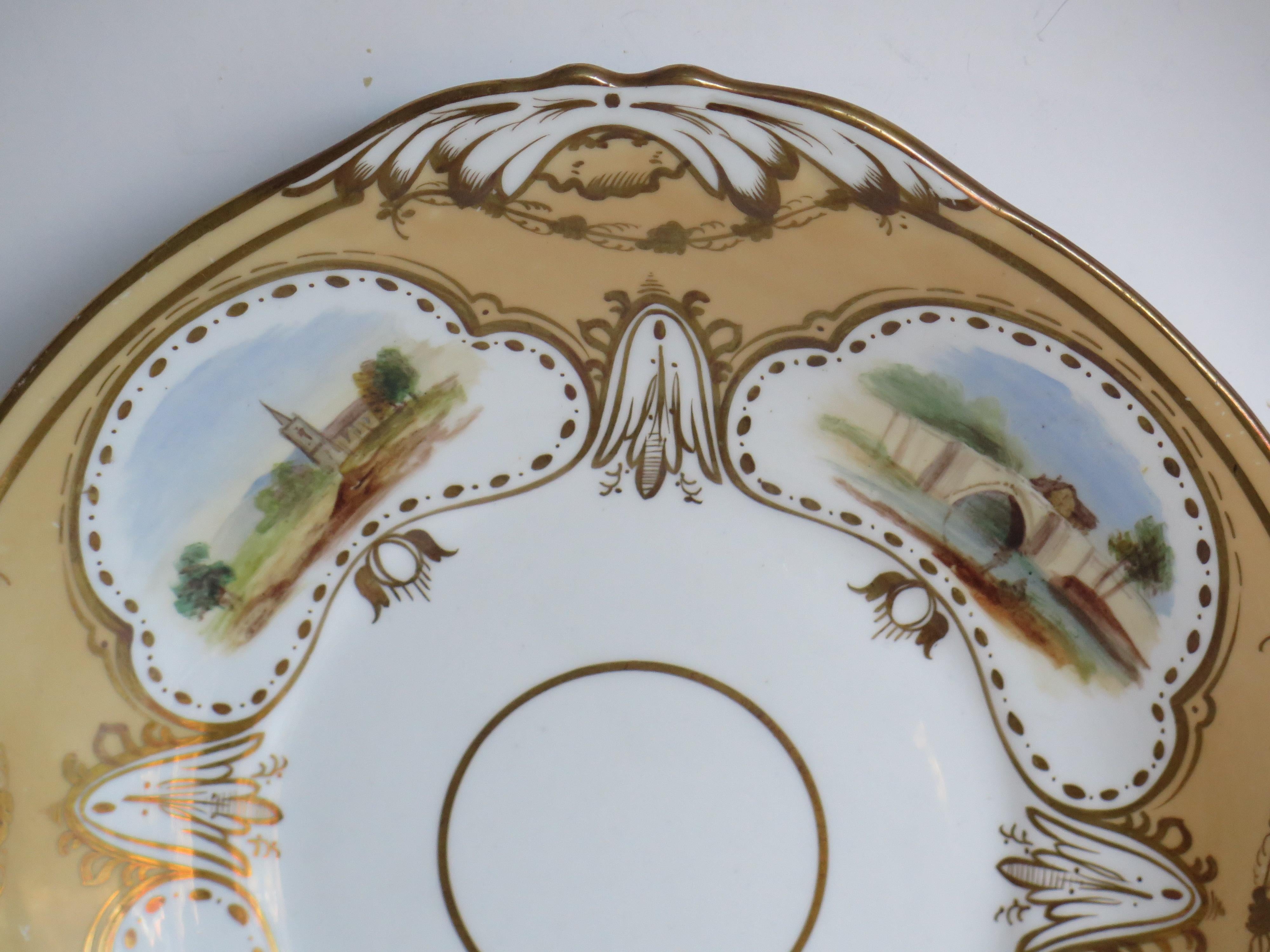 Set of Ten Desert Plates by Rockingham porcelain Hand Painted Scenes, Circa 1825 For Sale 7