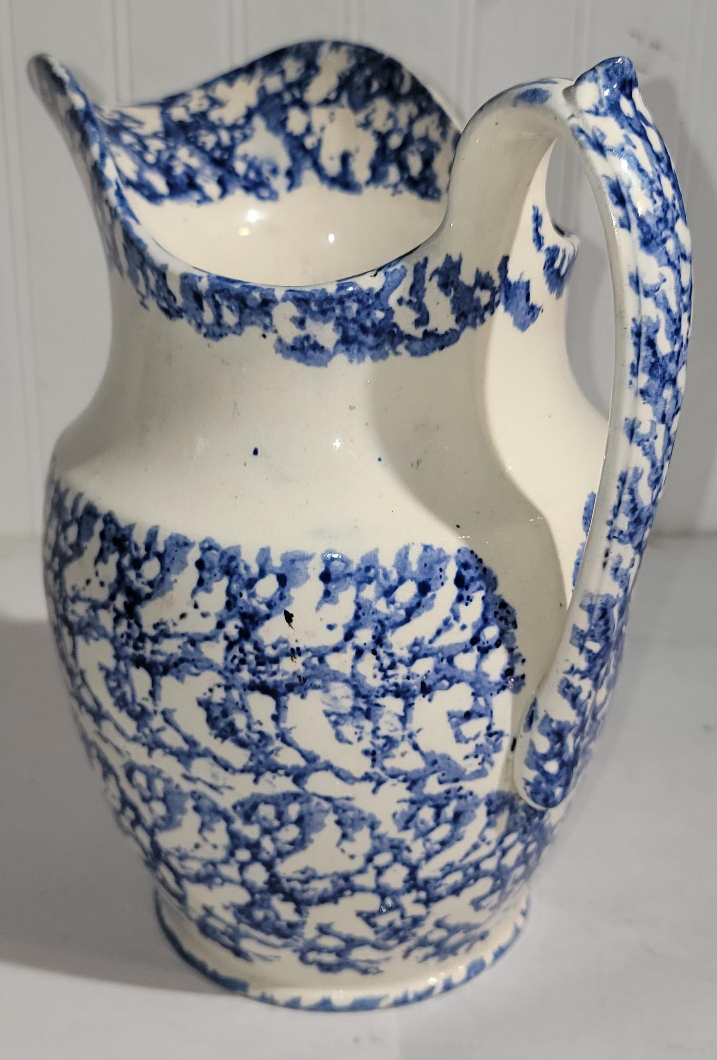 Early 19thc Soft Paste  Sponge Ware Pitcher In Good Condition For Sale In Los Angeles, CA