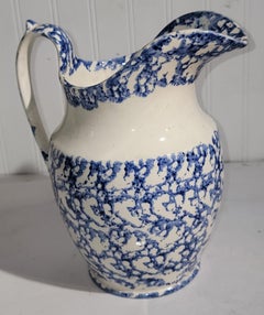 Used Early 19thc Soft Paste  Sponge Ware Pitcher