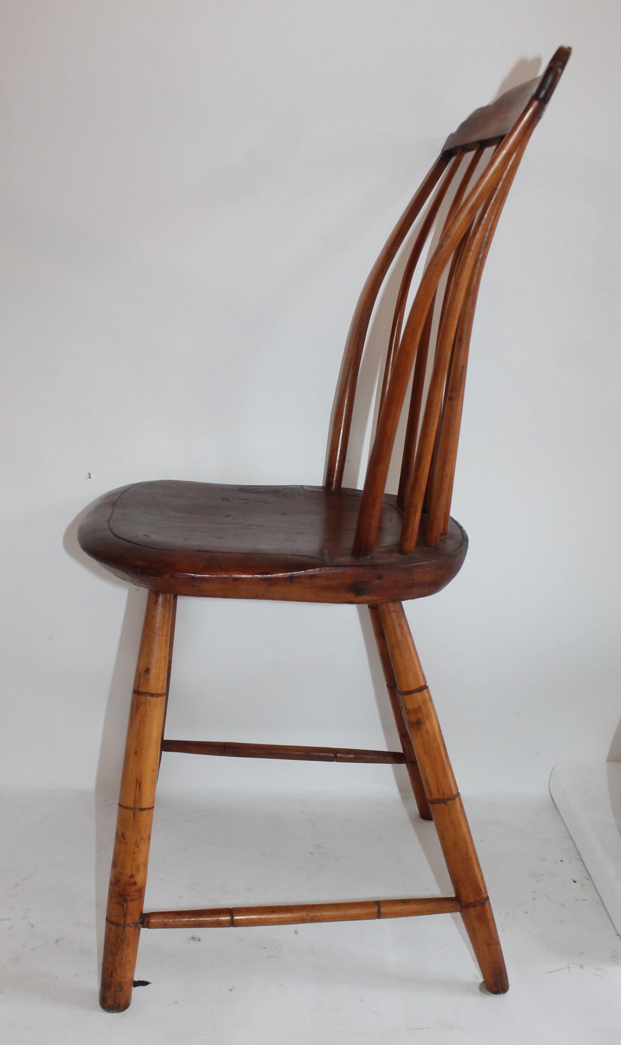 This fine original natural aged surface Windsor side chair is in fine condition with mellow wear. It is strong, sturdy condition. This was found in New England collection.