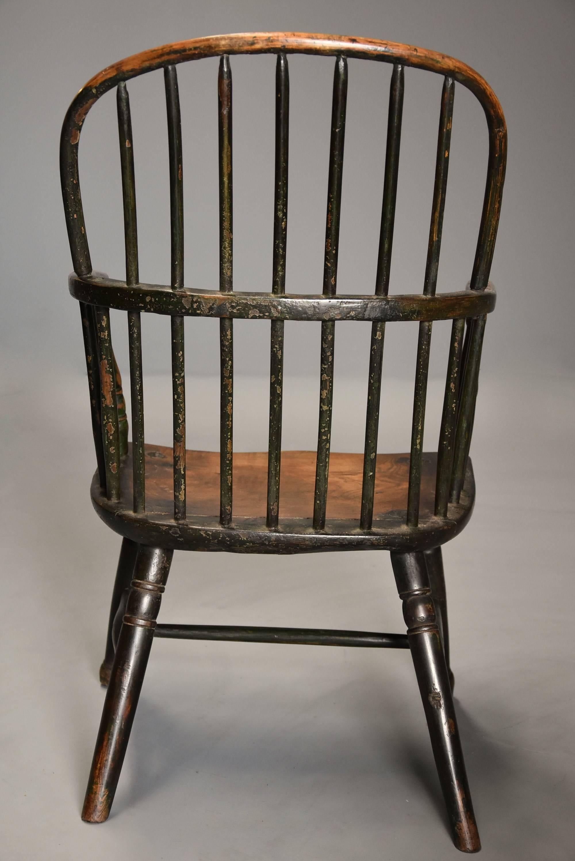Early 19th Century West Country Ash Hoop Back Windsor Chair For Sale 4