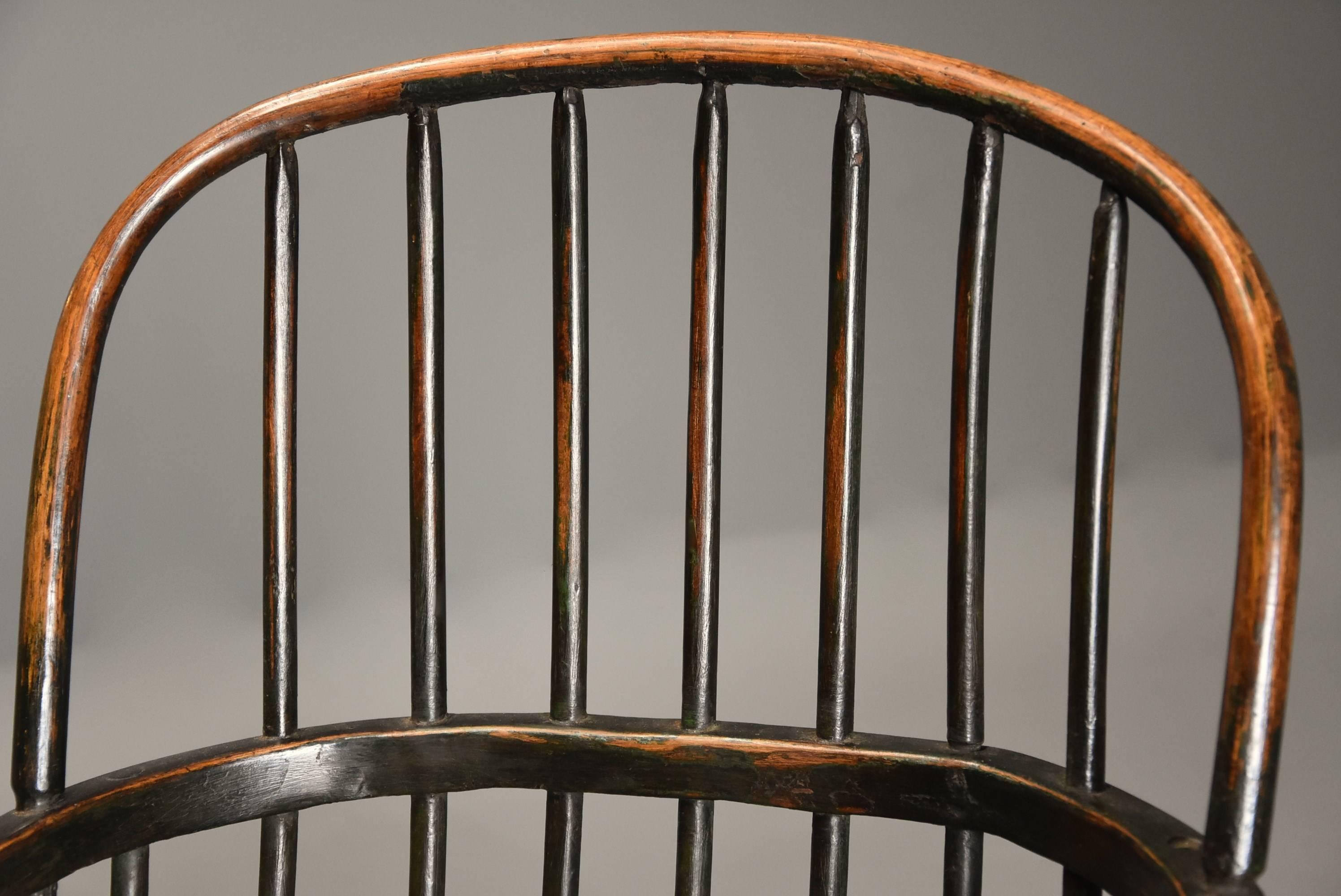 English Early 19th Century West Country Ash Hoop Back Windsor Chair For Sale