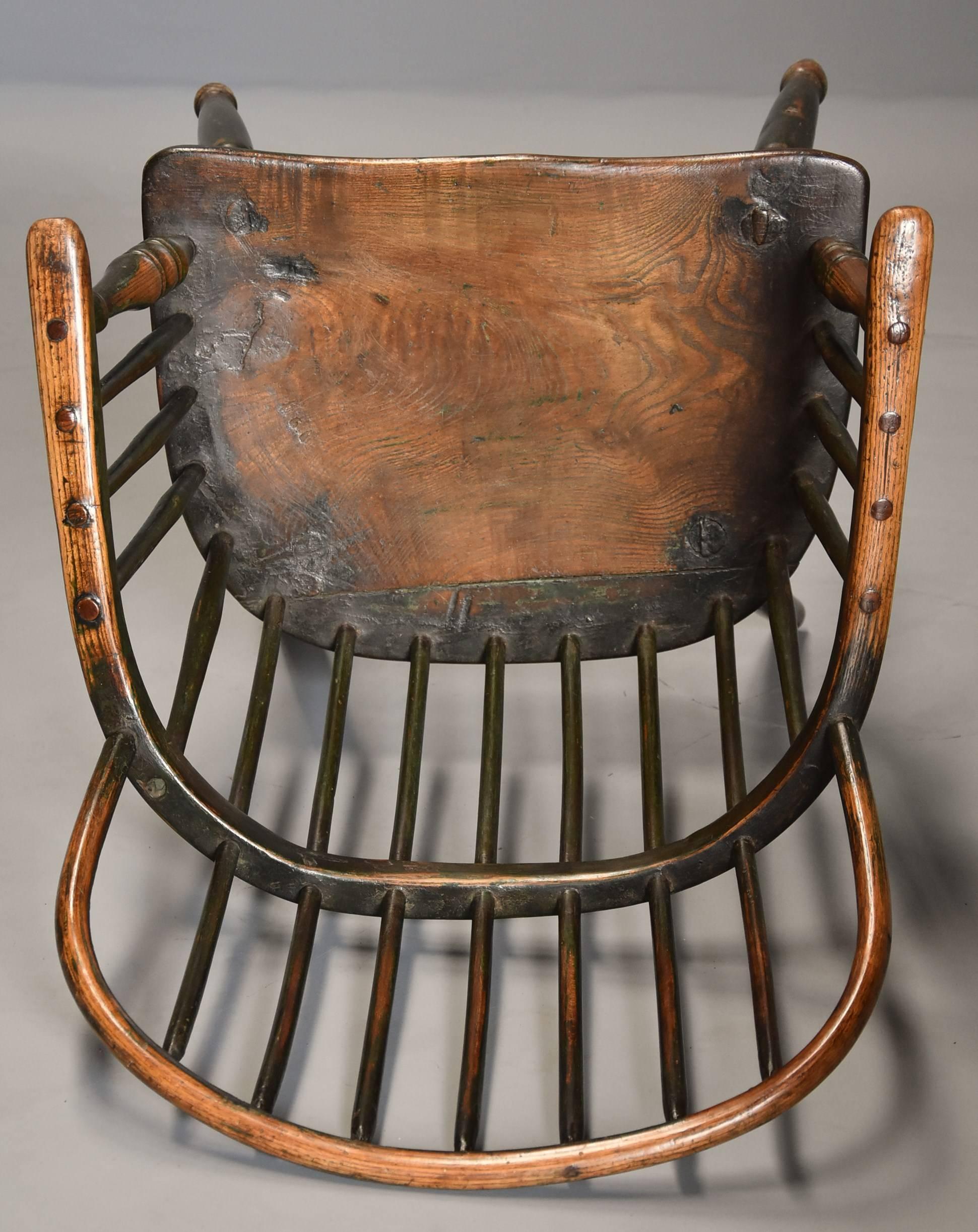 Early 19th Century West Country Ash Hoop Back Windsor Chair For Sale 1