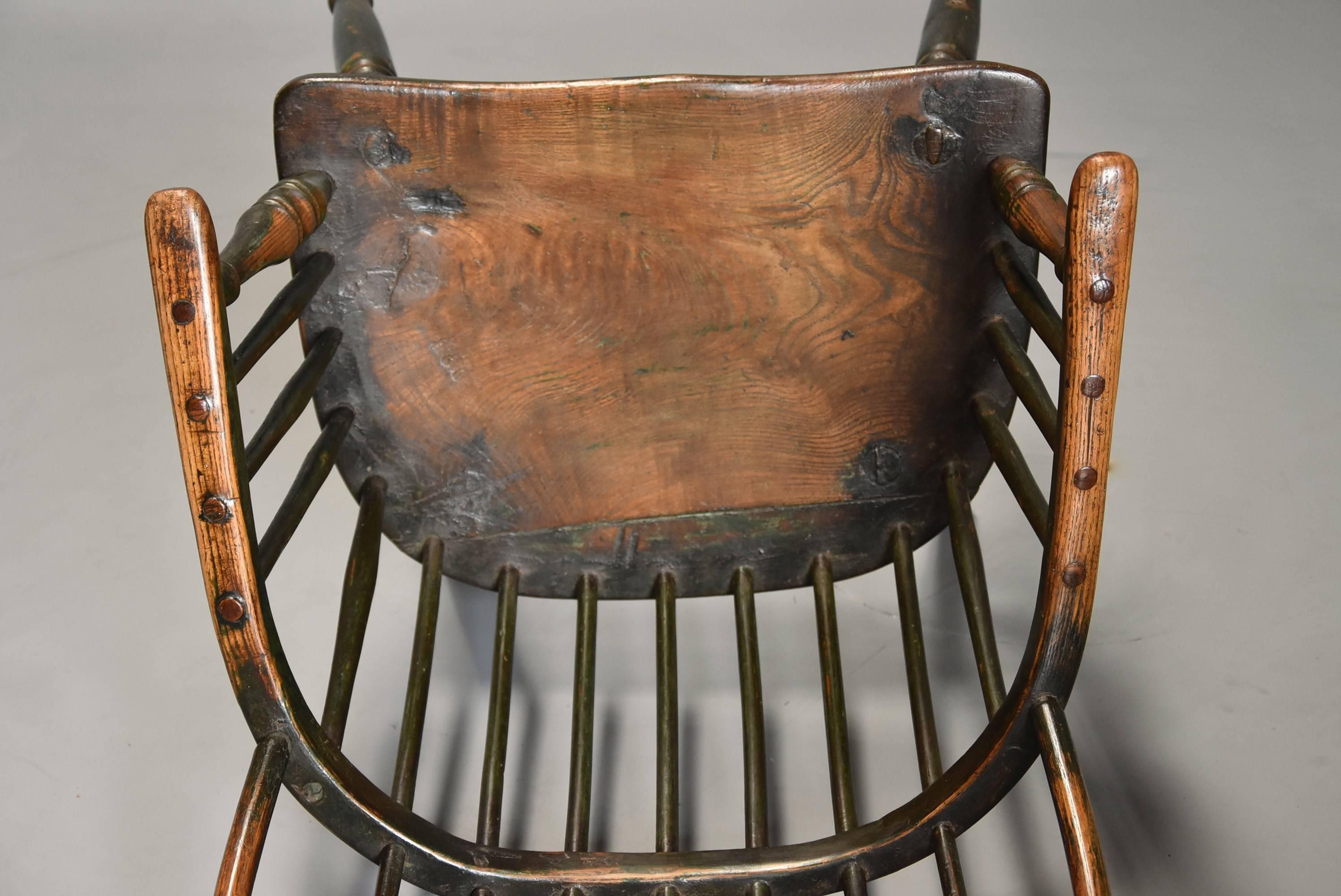 Early 19th Century West Country Ash Hoop Back Windsor Chair For Sale 2
