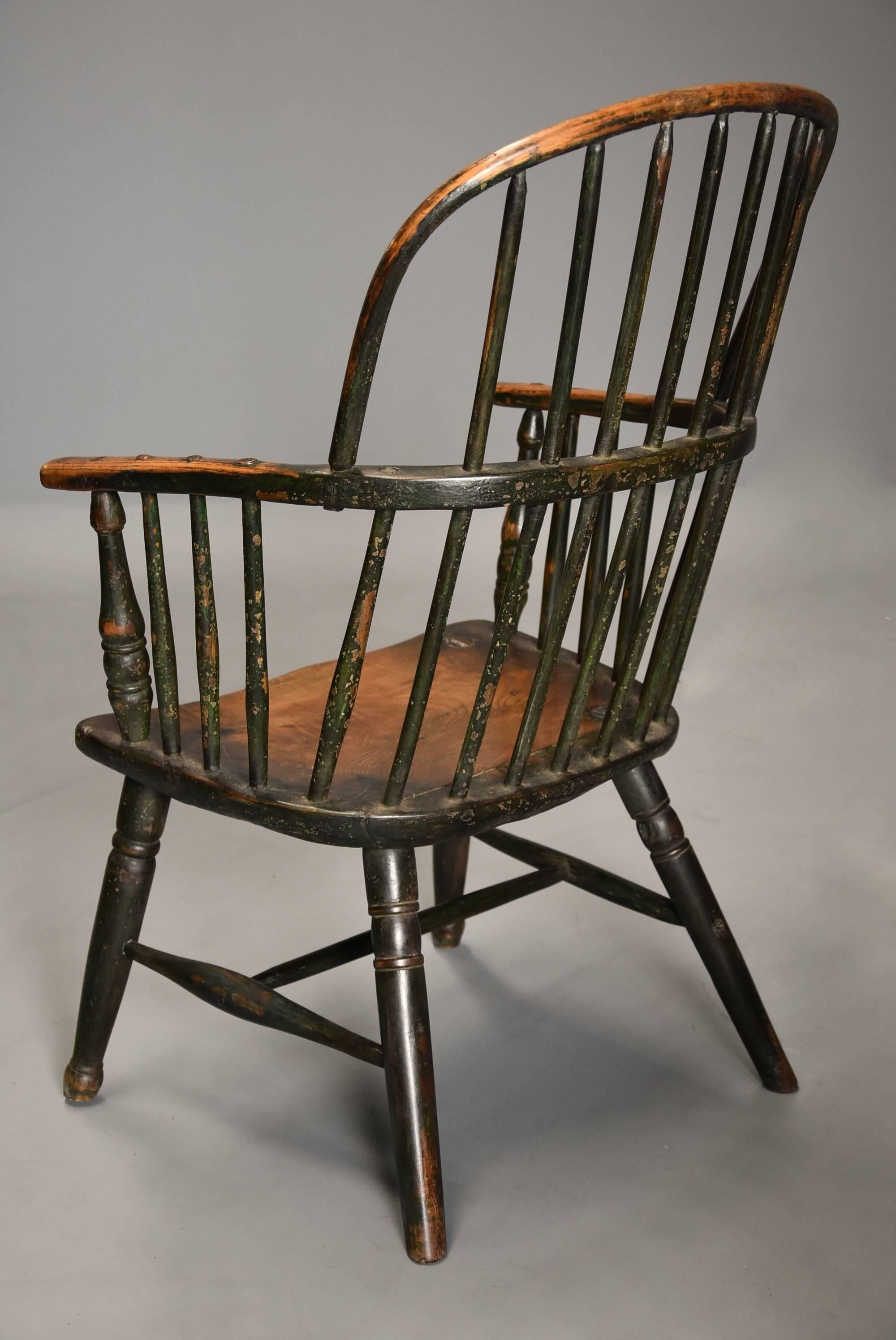 Early 19th Century West Country Ash Hoop Back Windsor Chair For Sale 3