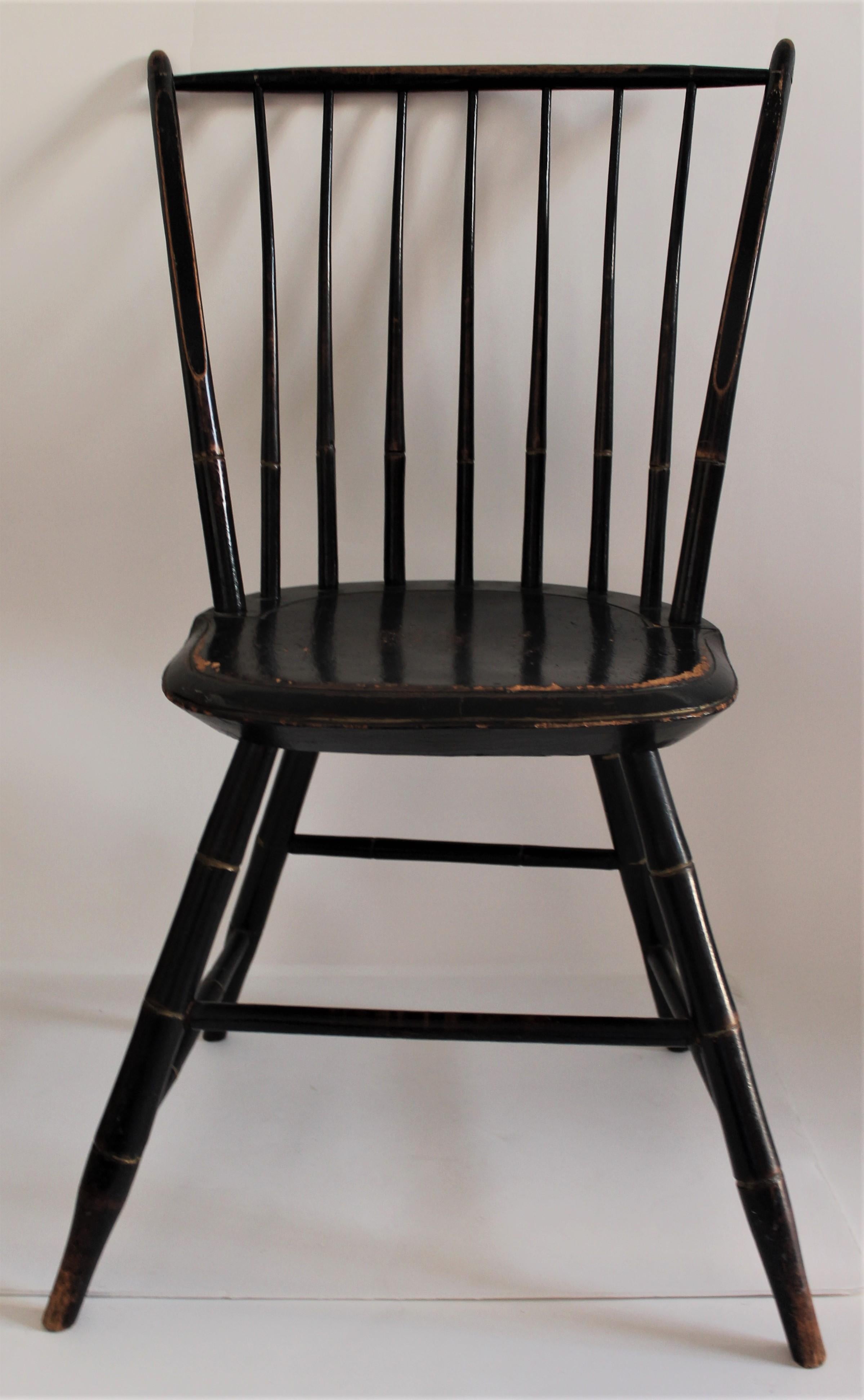 This early 1880s original black painted Windsor side chair is in fine condition and has a wonderful surface.