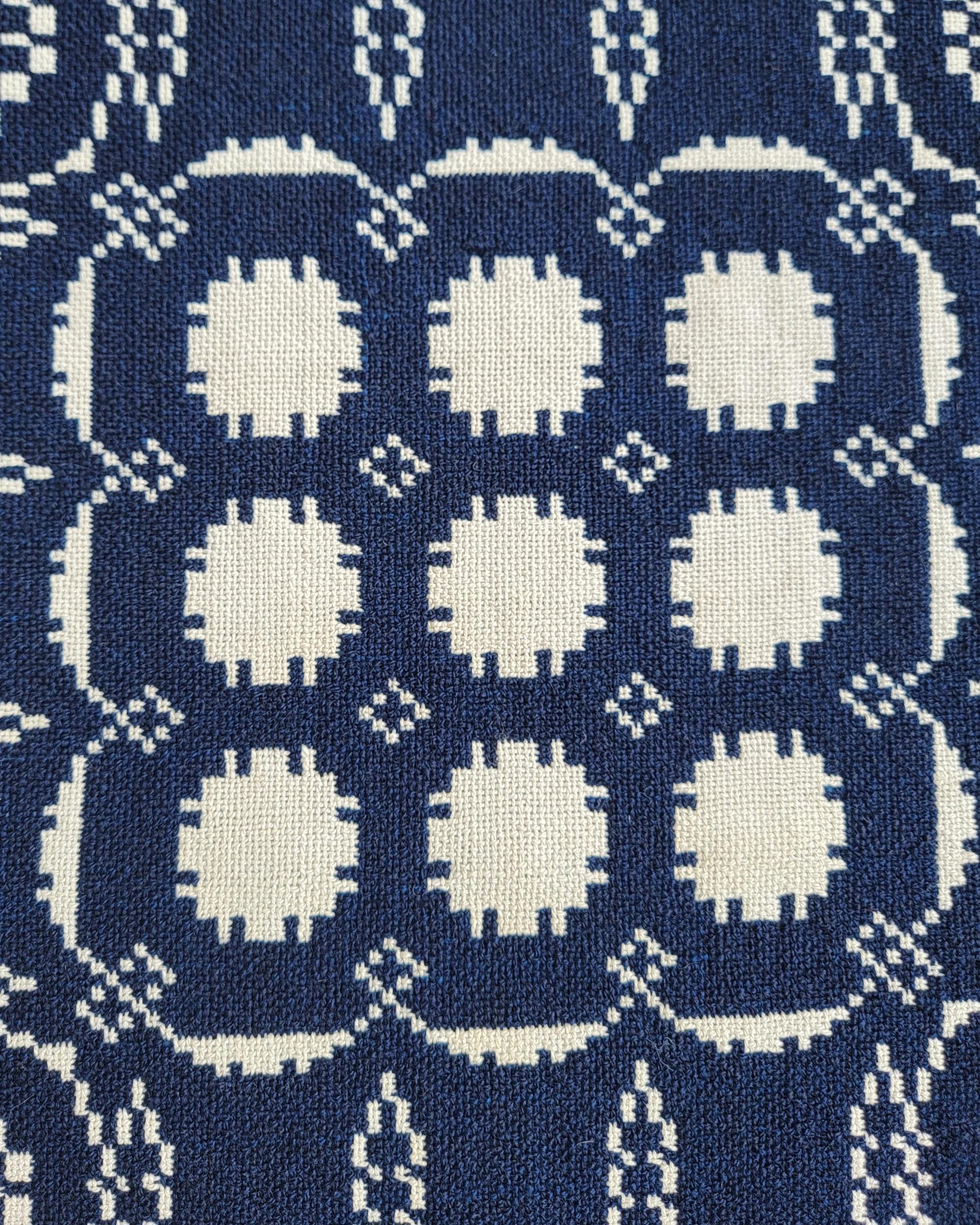 Début du 19ème siècle, couvre-lit double tissé en indigo et blanc Bon état - En vente à Los Angeles, CA